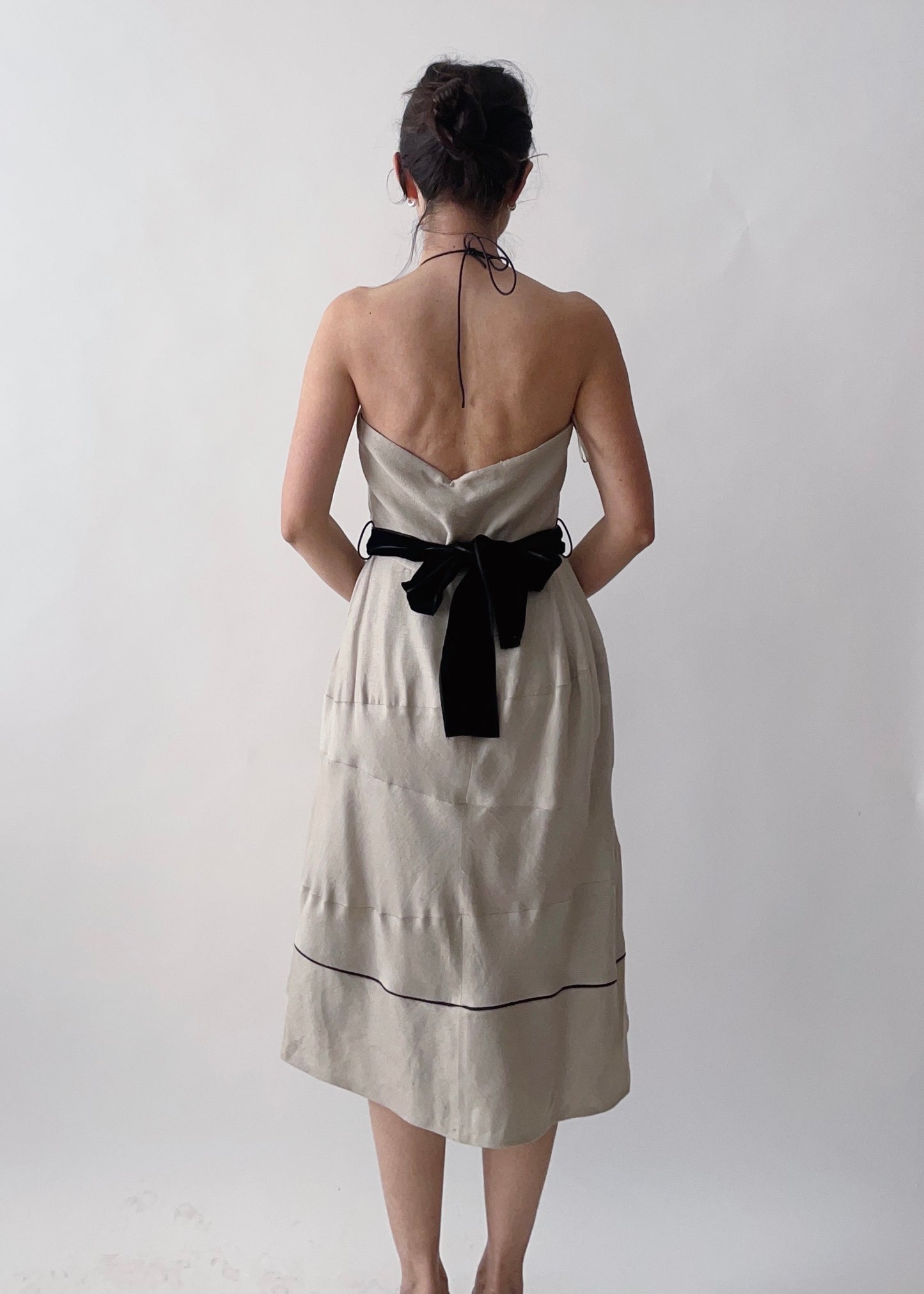 Vintage YSL Silk and Velvet Halter Dress
