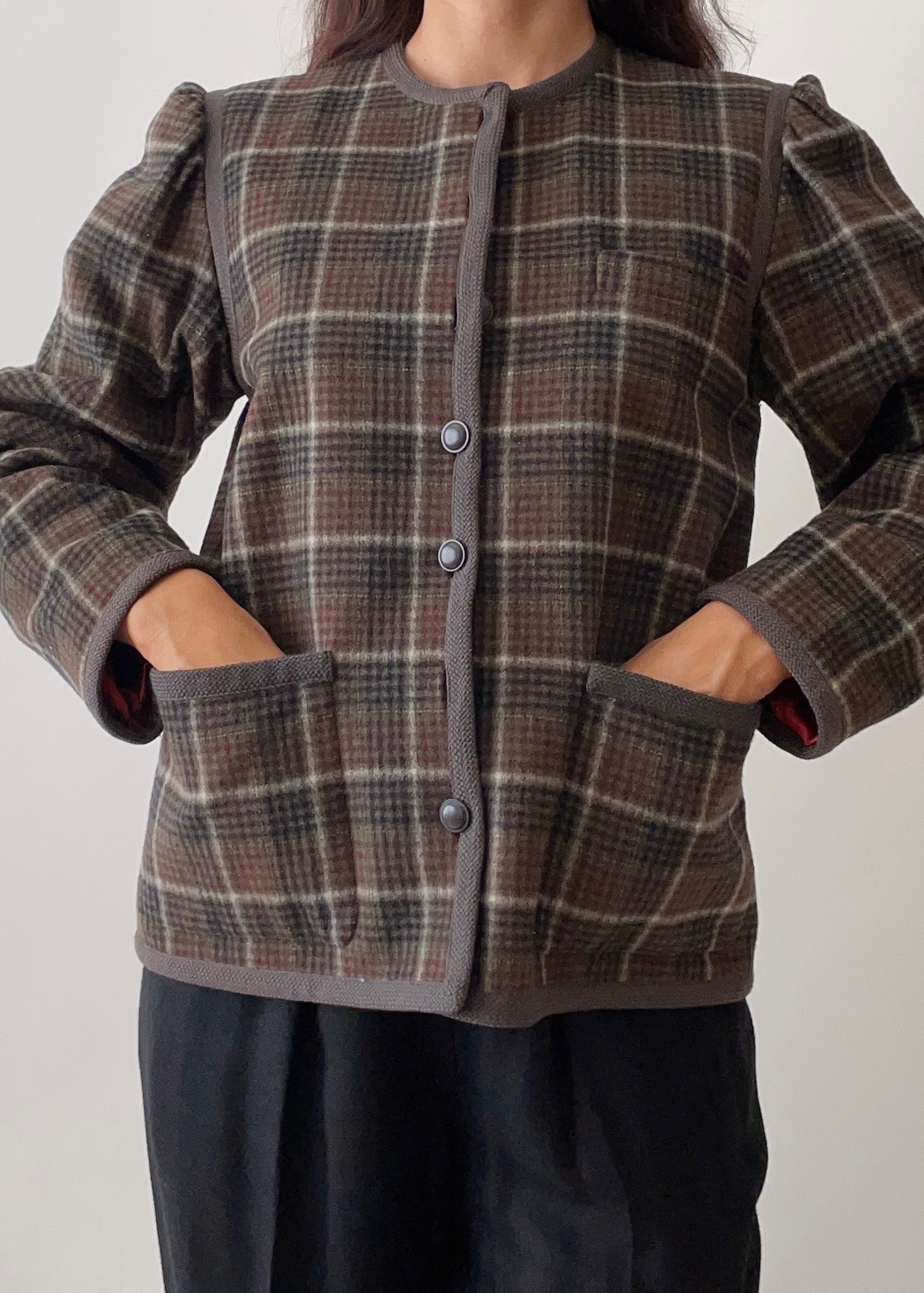 Vintage YSL Green Wool Plaid Jacket