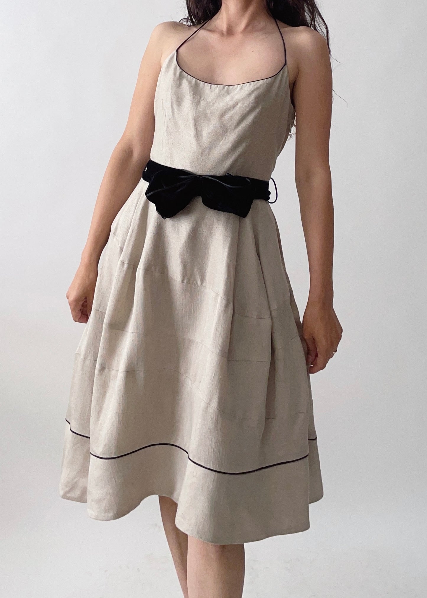 Vintage YSL Silk and Velvet Halter Dress