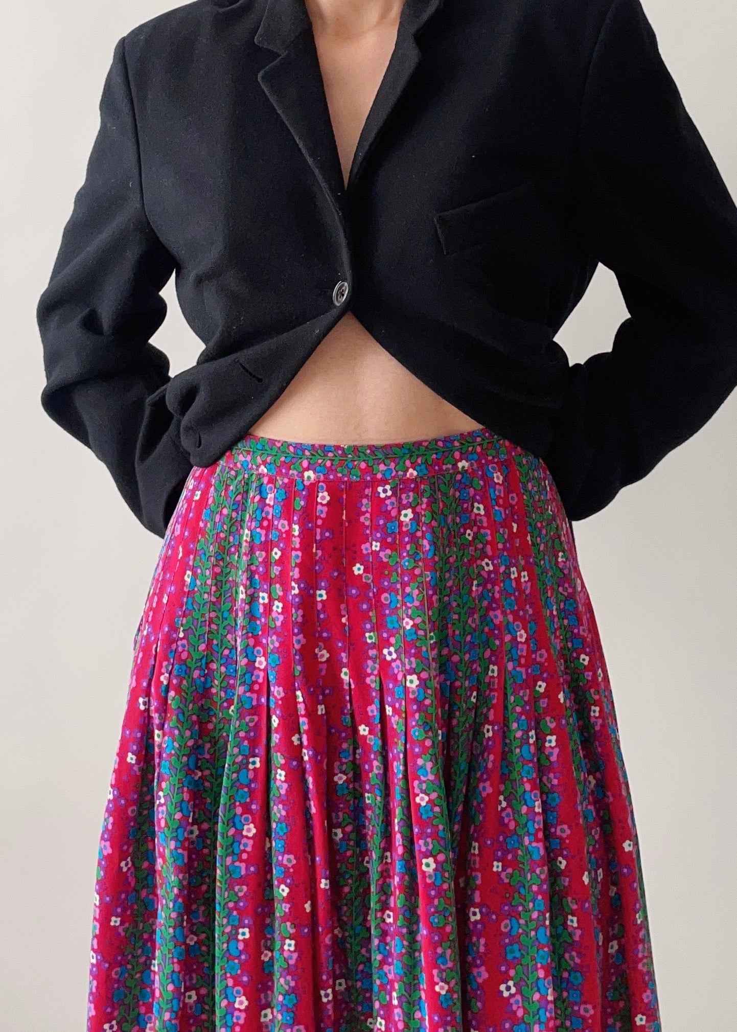1977 YSL Silk Floral Skirt