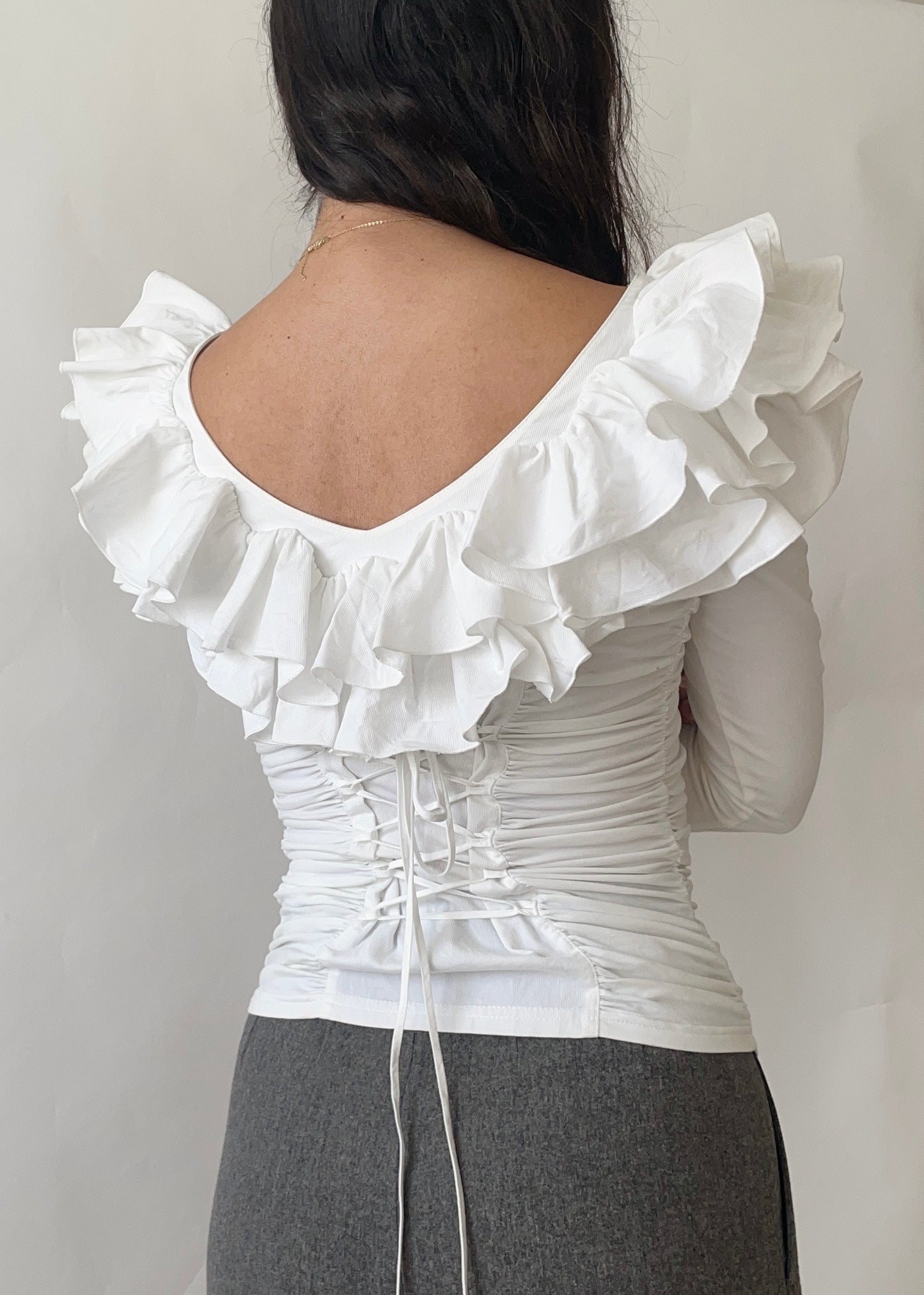 Anne Fontaine Ruffle Corset Top