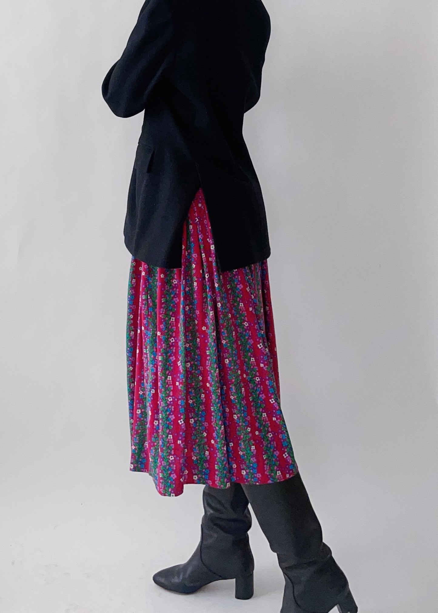 1977 YSL Silk Floral Skirt