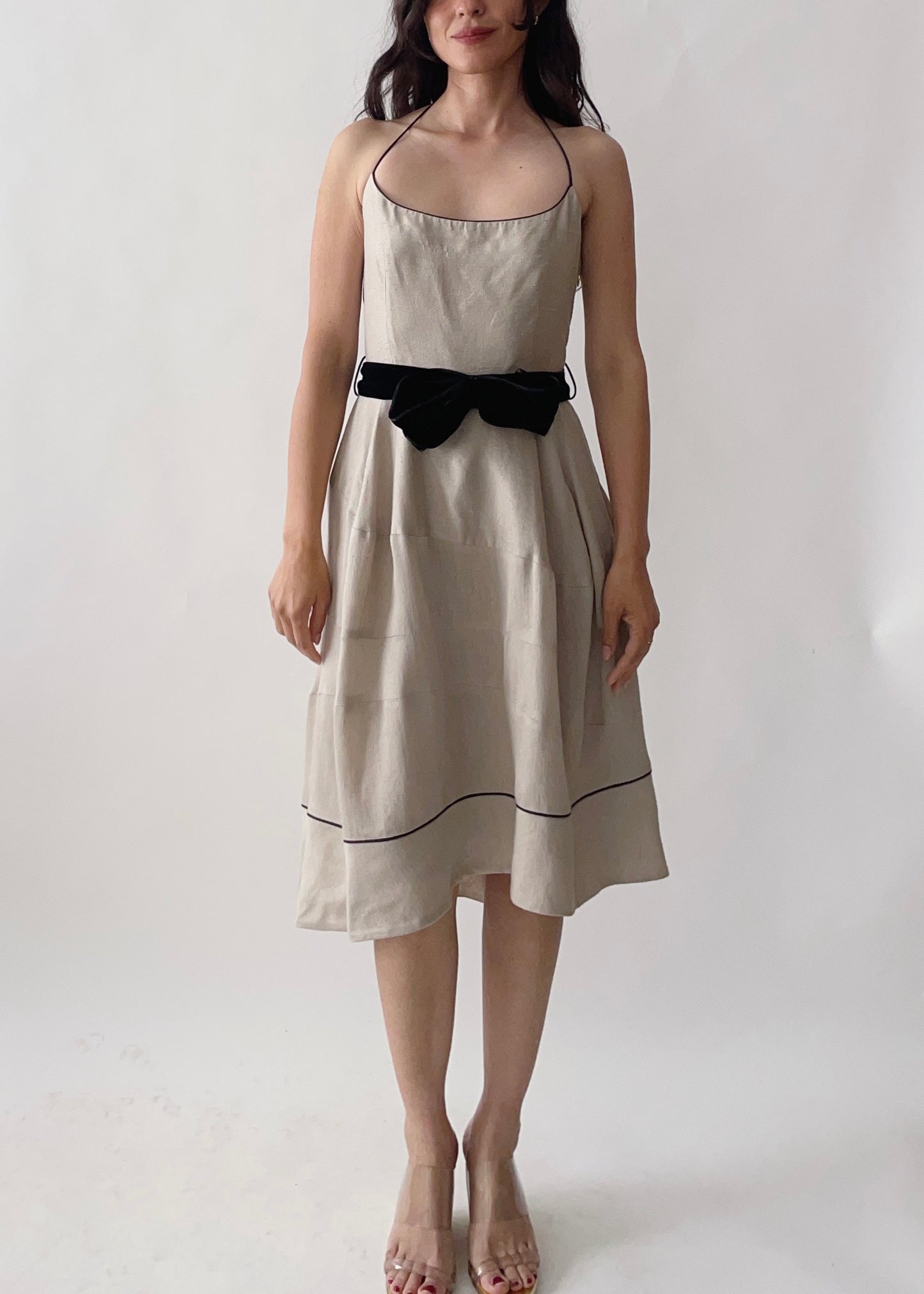 Vintage YSL Silk and Velvet Halter Dress