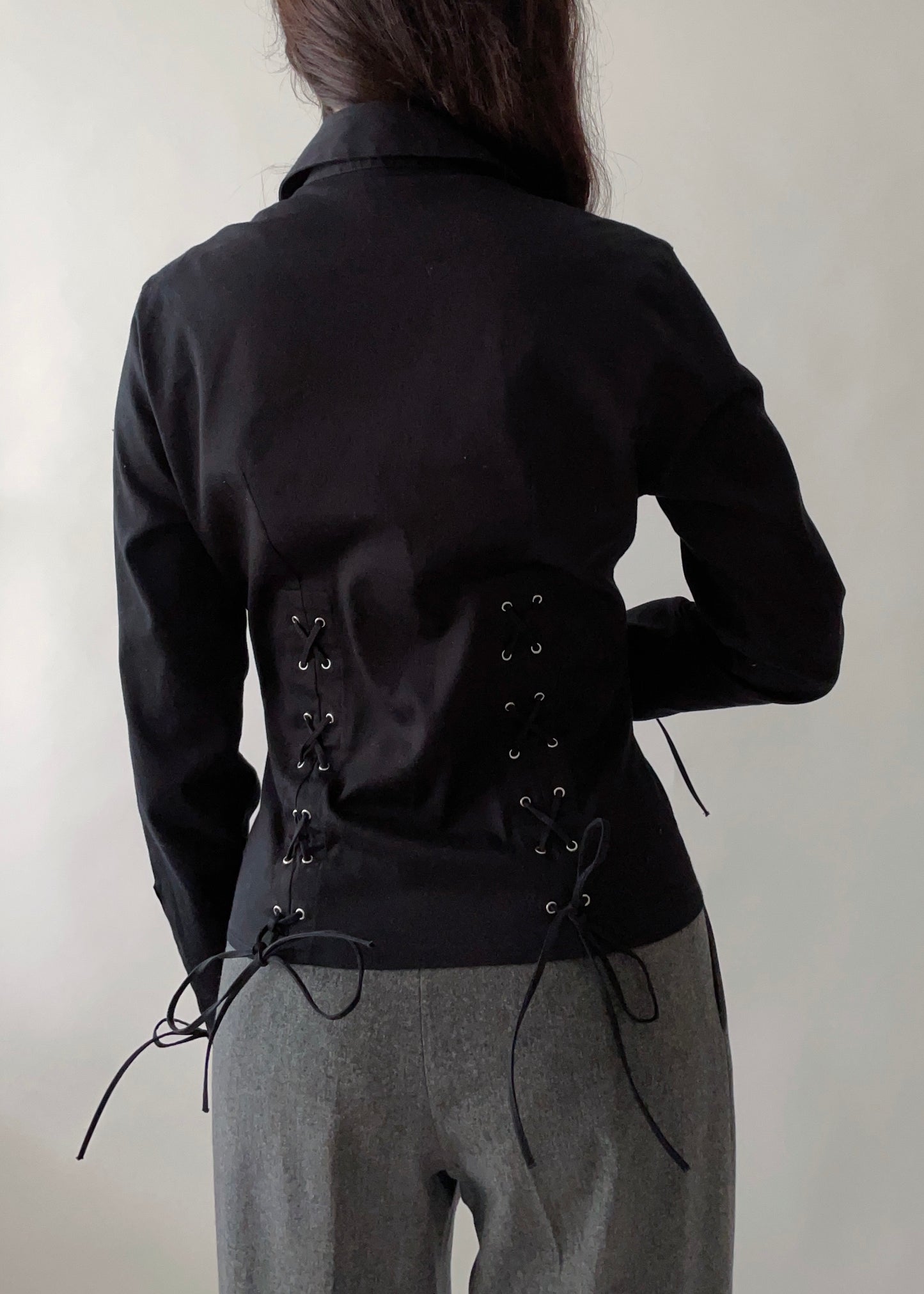 90s Anne Fontaine Lace Up Top