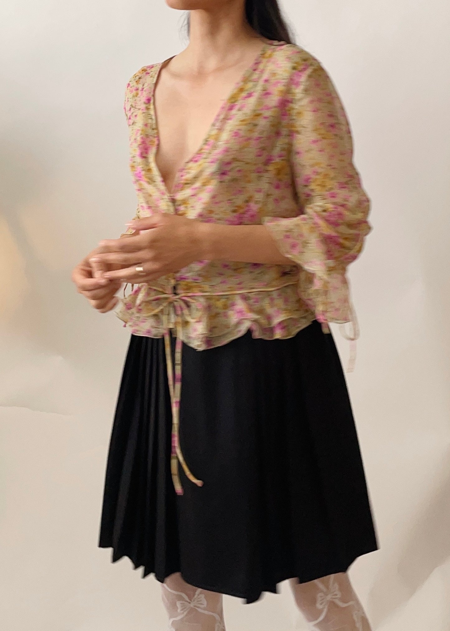 Valentino Silk Floral Ruffle Blouse