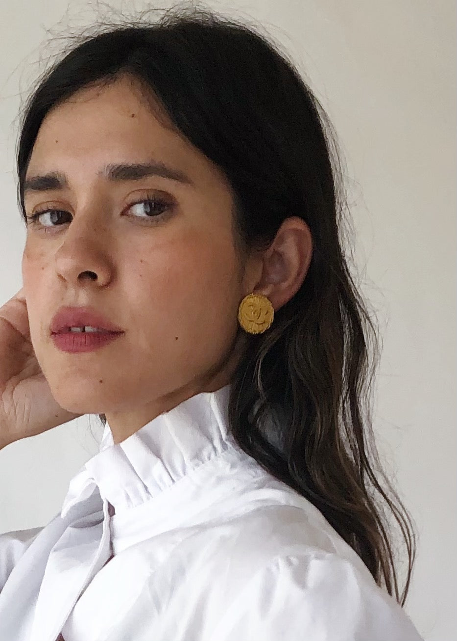 Vintage Chanel Medallion CC Earrings