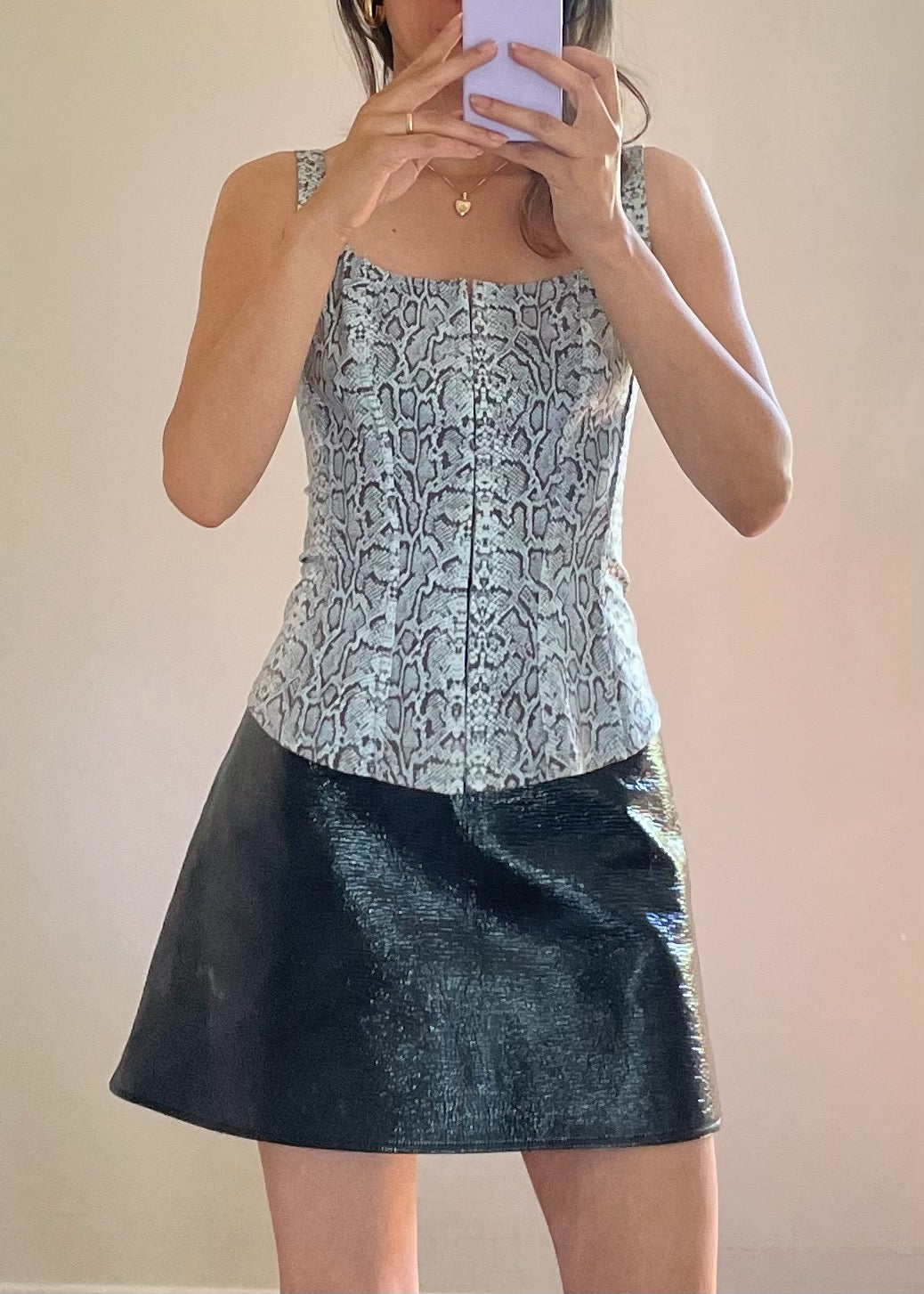 90s French Snakeprint Bustier Tank