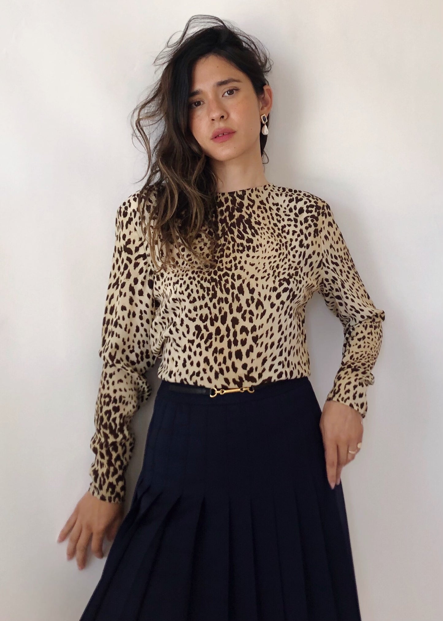 Vintage Valentino Silk Animal Print Blouse