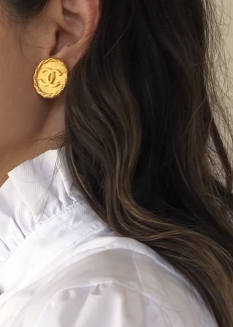 Vintage Chanel Medallion CC Earrings
