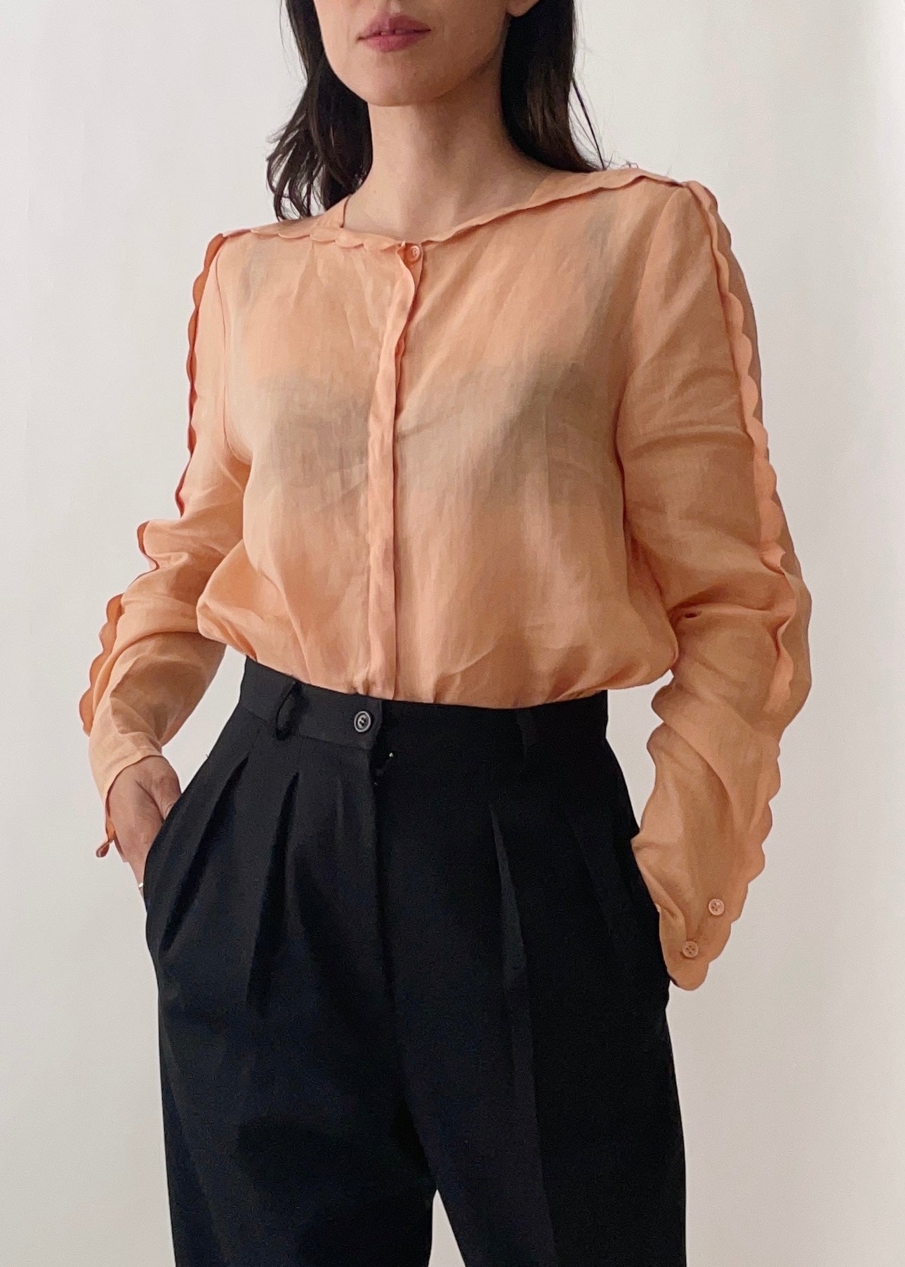 Vintage Chloe Peach Scallop Top