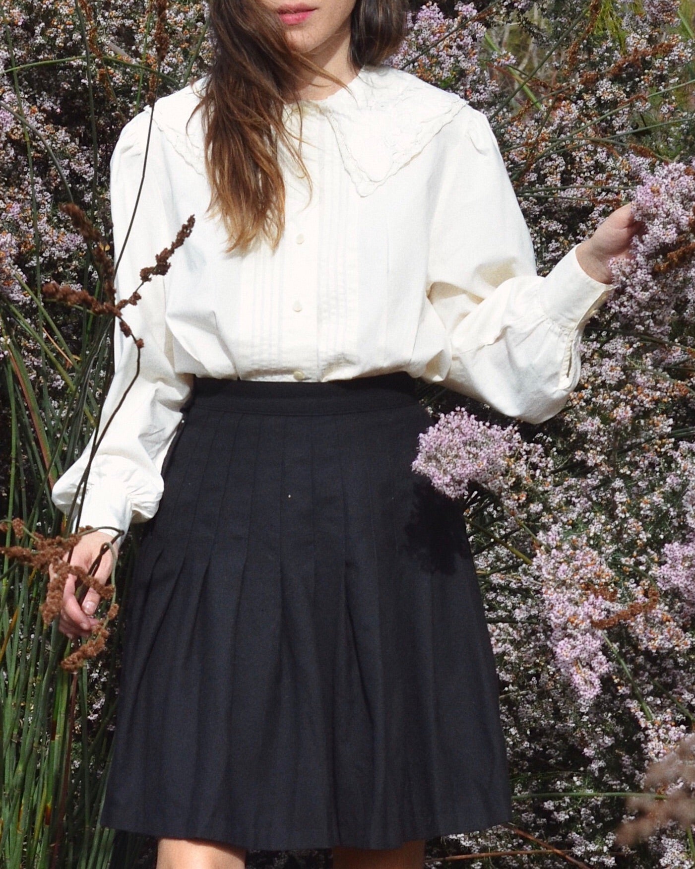 Double Collar Cotton Puff Blouse