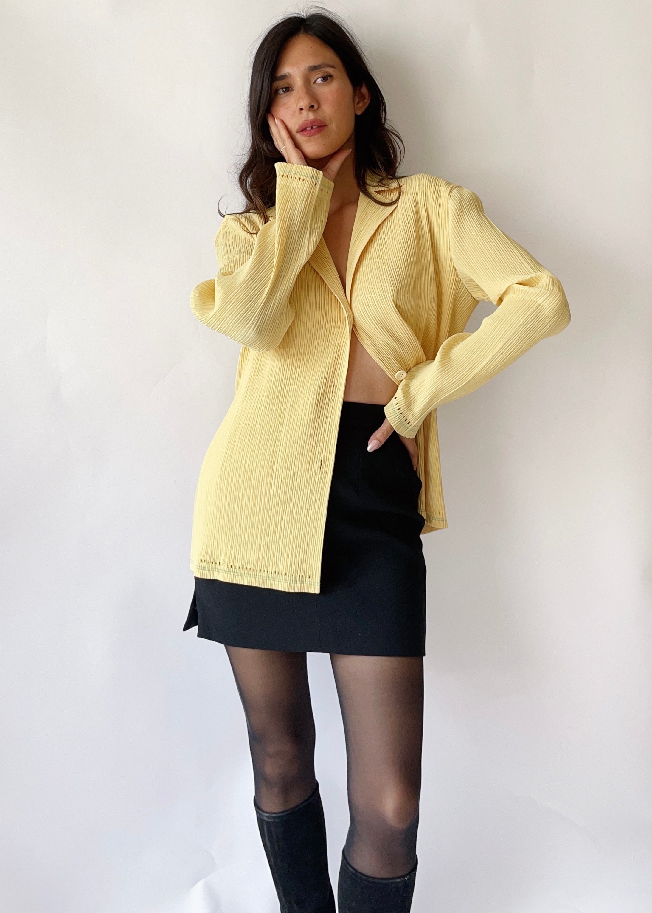 Vintage Issey Miyake Yellow Pleats Top