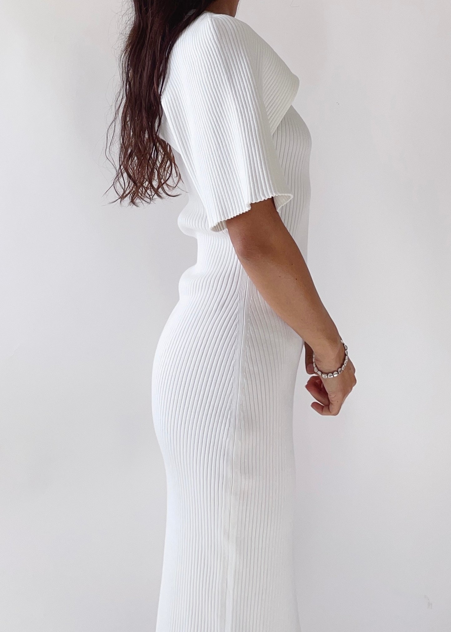 Courrèges White Knit Asymmetrical Dress