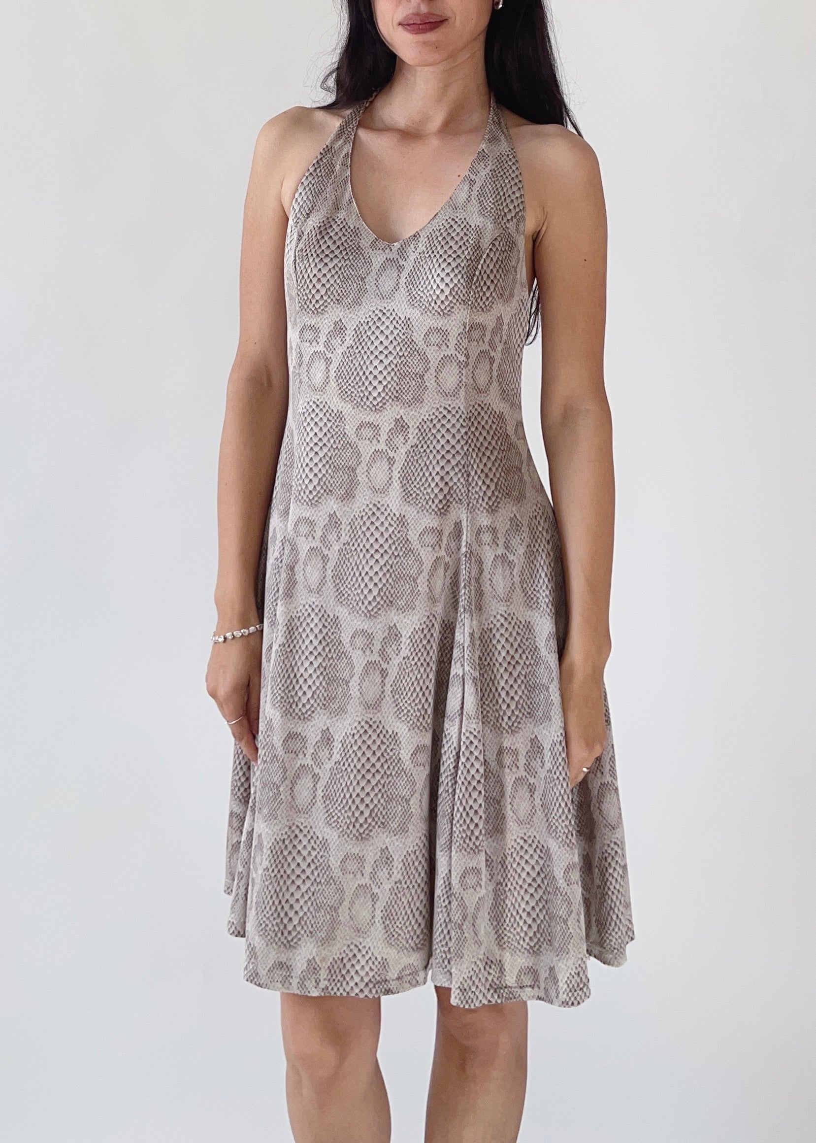 Versus Versace Snakeskin Halter Dress