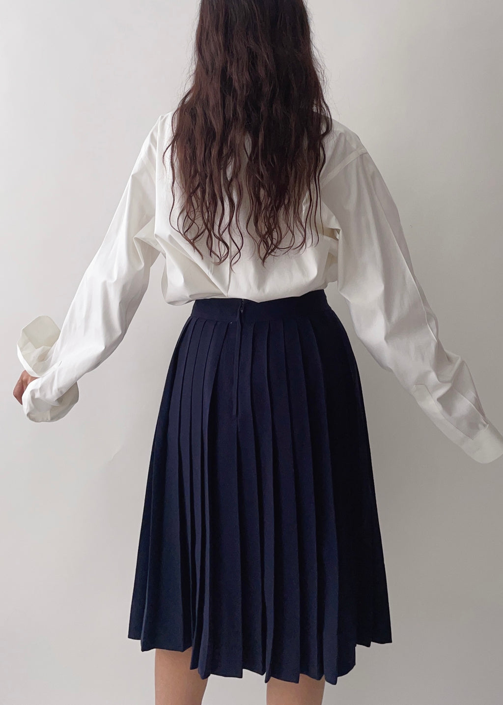Celine Navy Pleated Skirt