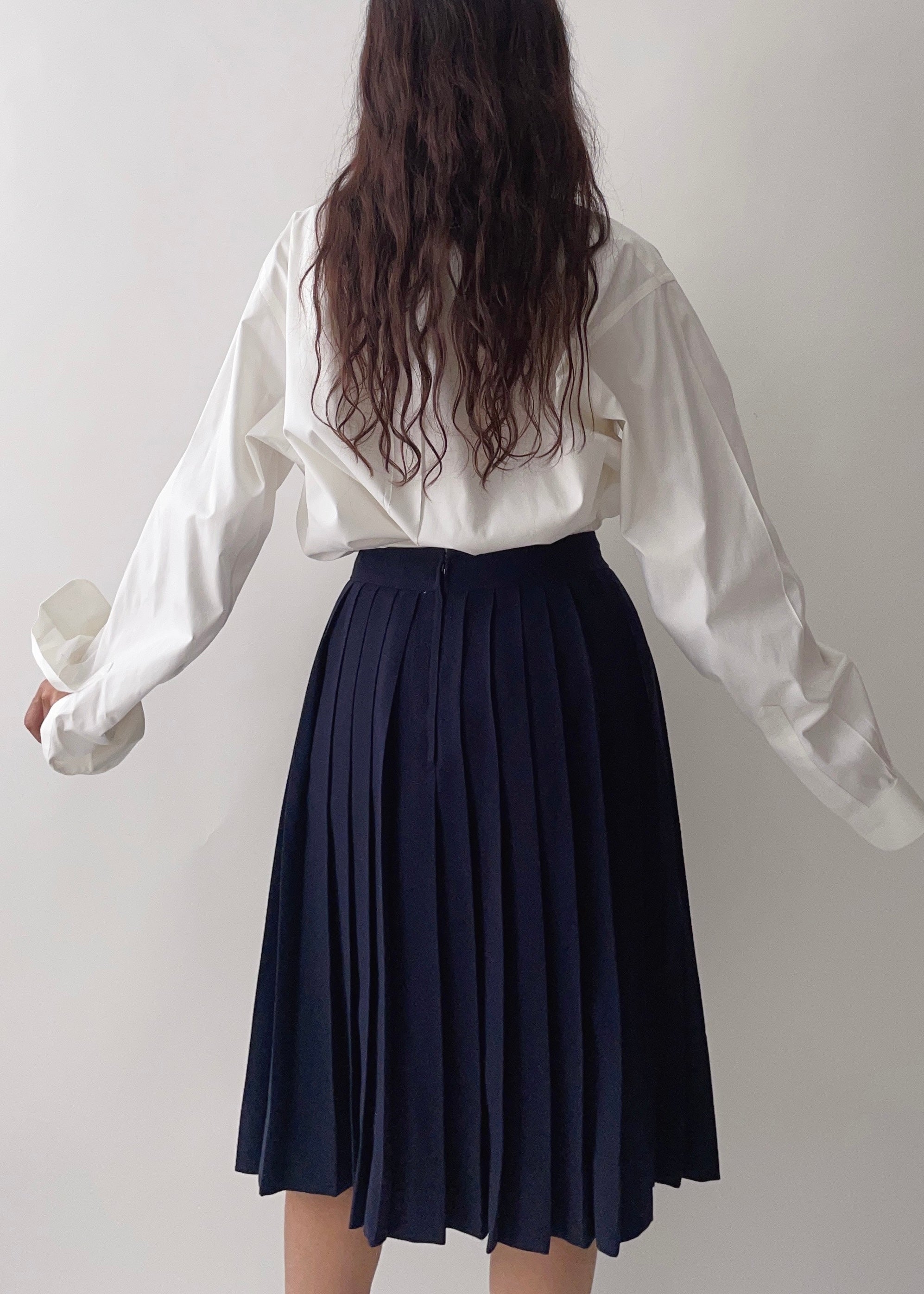 Celine Navy Pleated Skirt