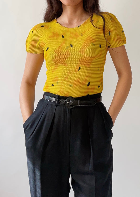 Vintage Issey Miyake Yellow Flower Top