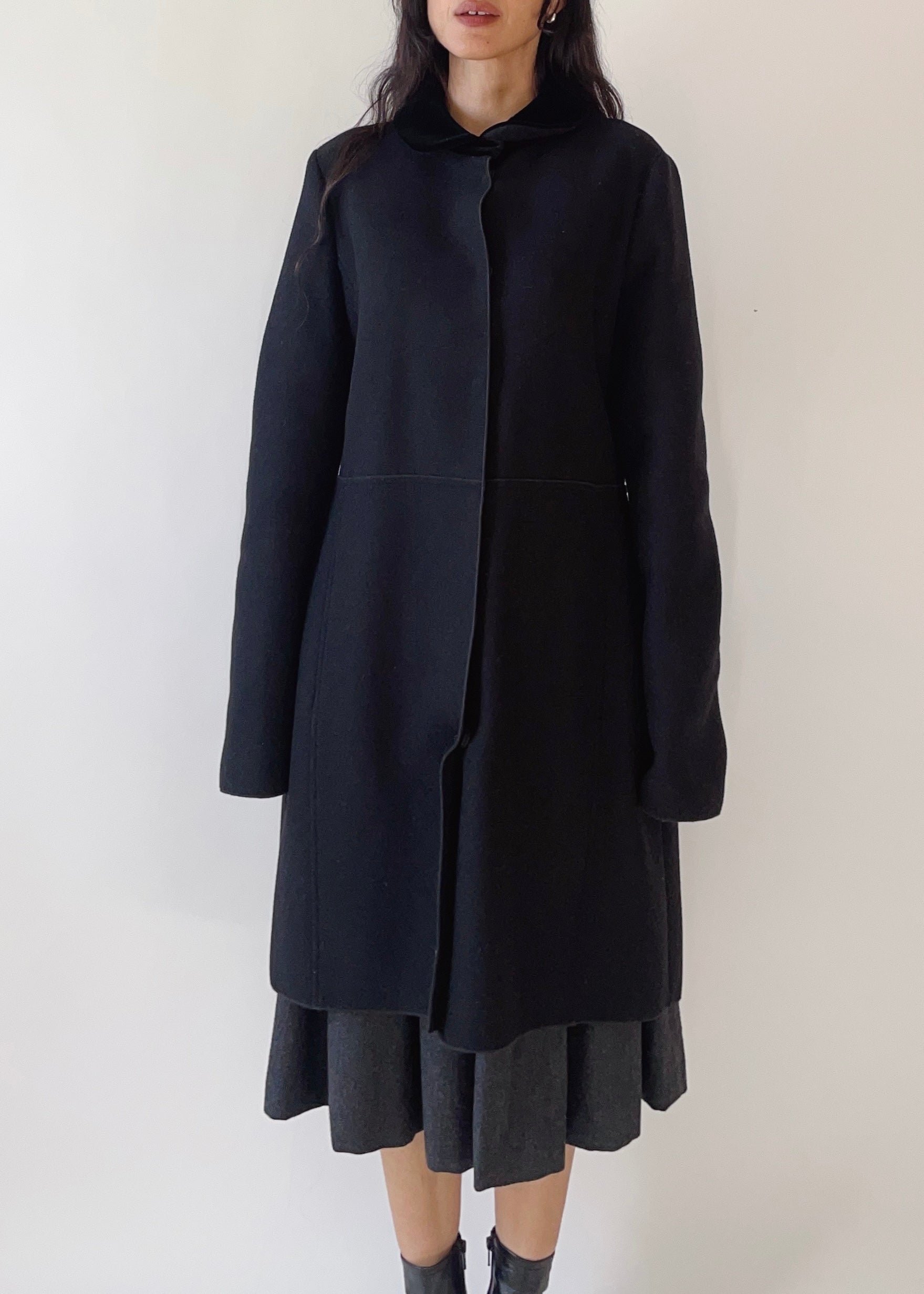 Jil Sander Wool and Velvet Coat