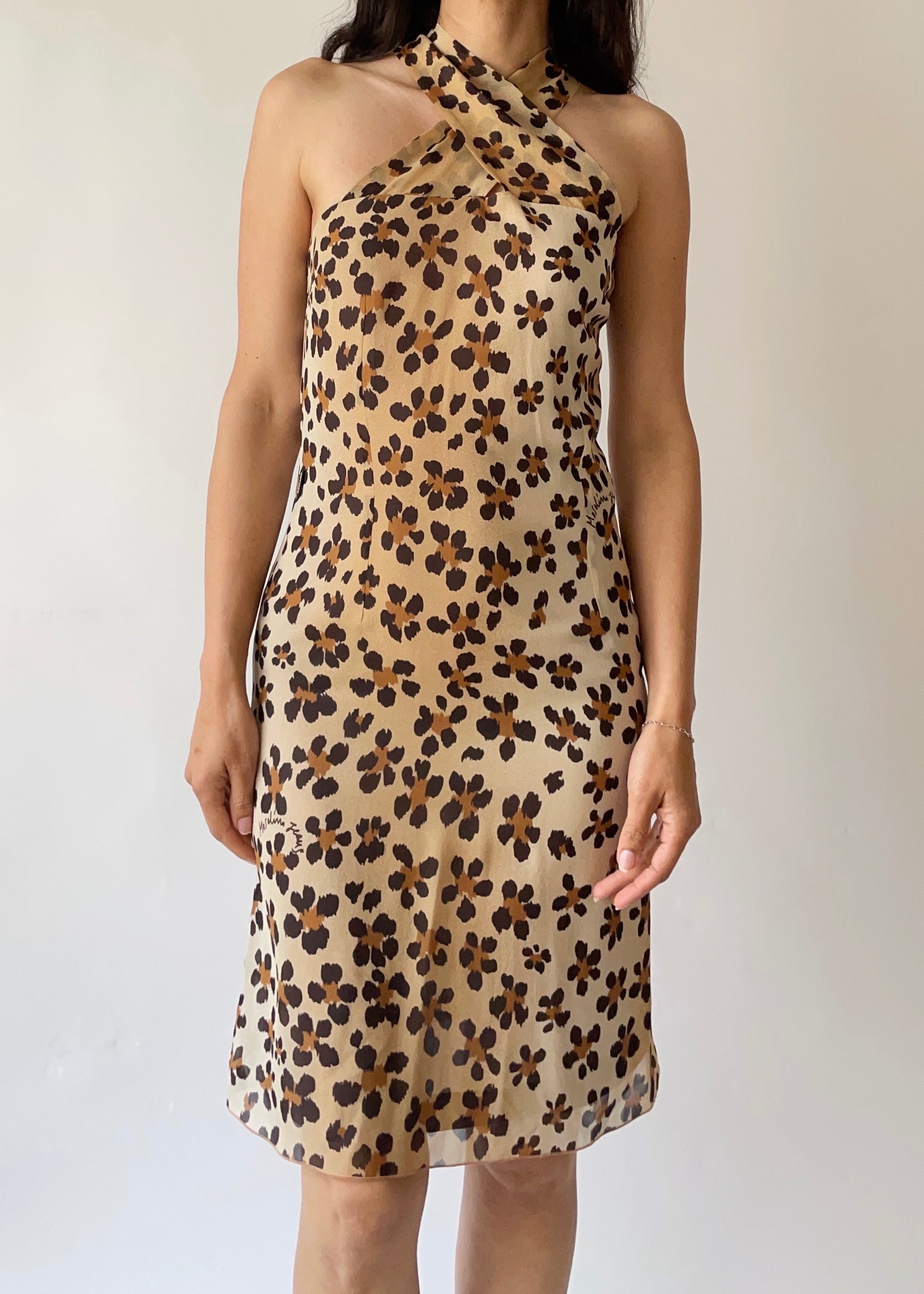 90s / 00s Moschino Flower Halter Dress