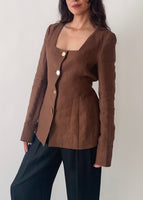 Pre-owned Rejina Pyo Martina Brown Linen Jacket