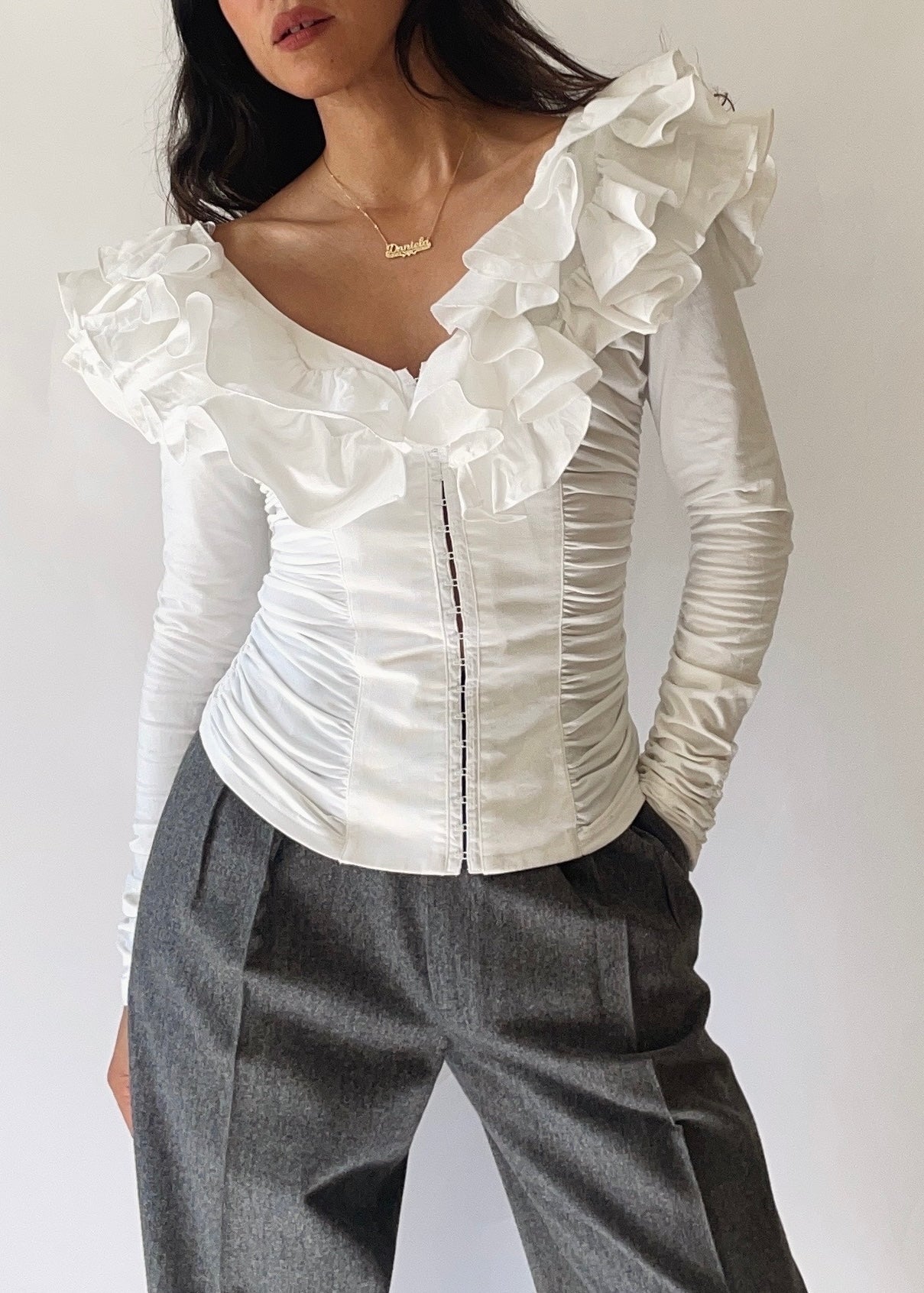 Anne Fontaine Ruffle Corset Top