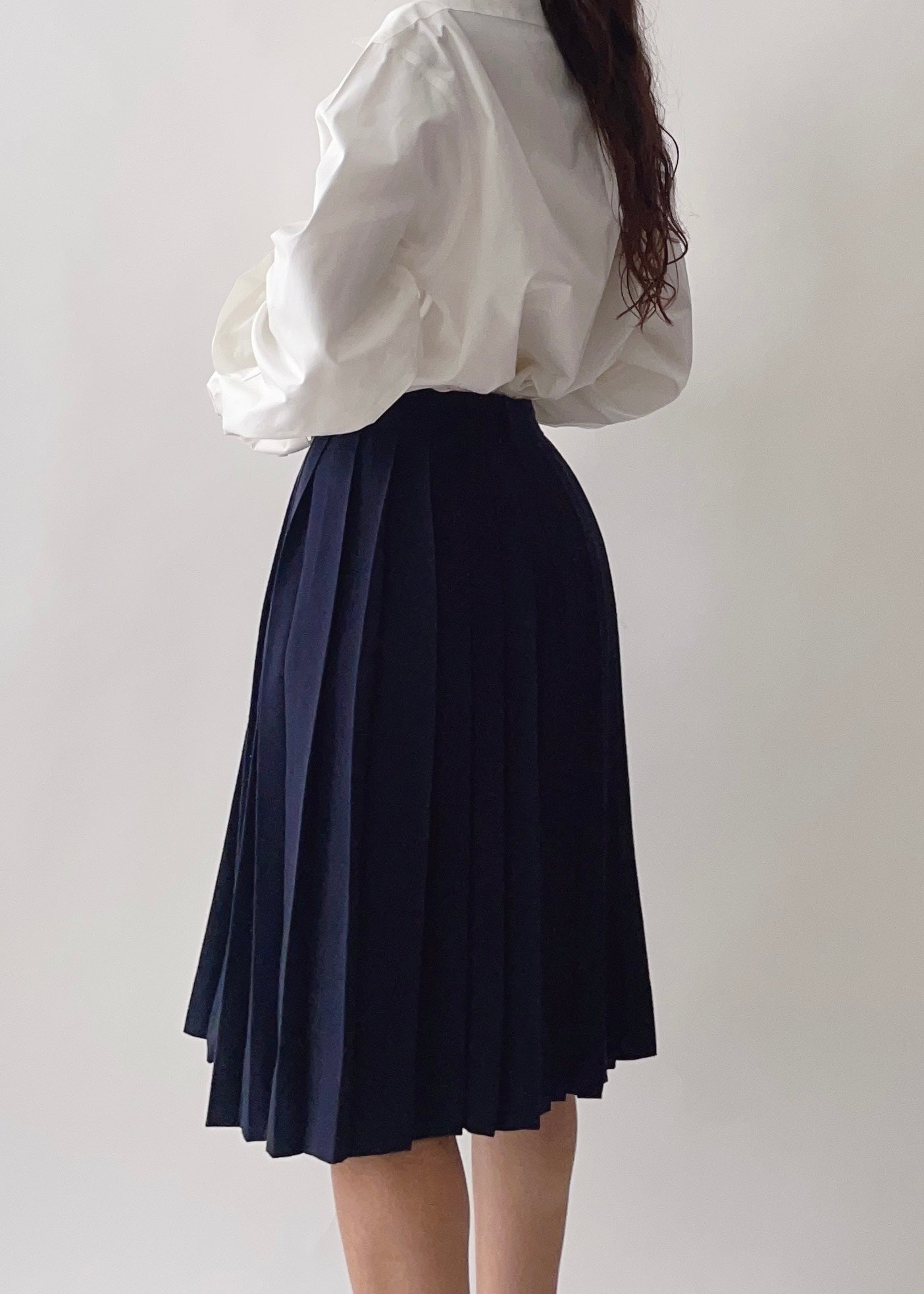 Celine Navy Pleated Skirt