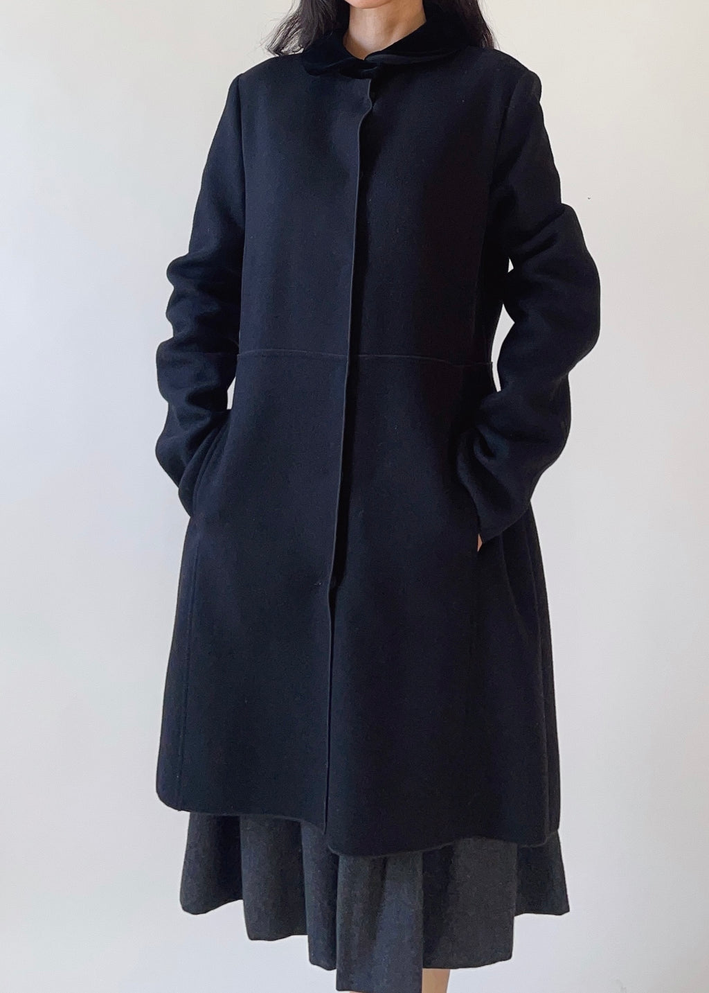 Jil Sander Wool and Velvet Coat