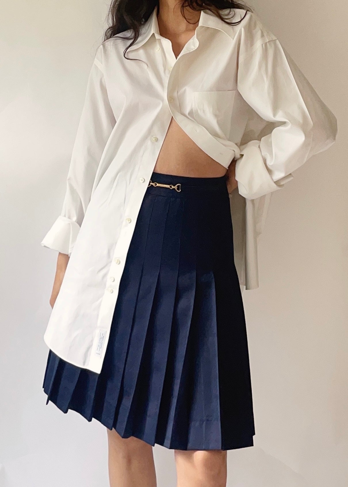 Vintage Celine Wool Equestrian Pleated Skirt