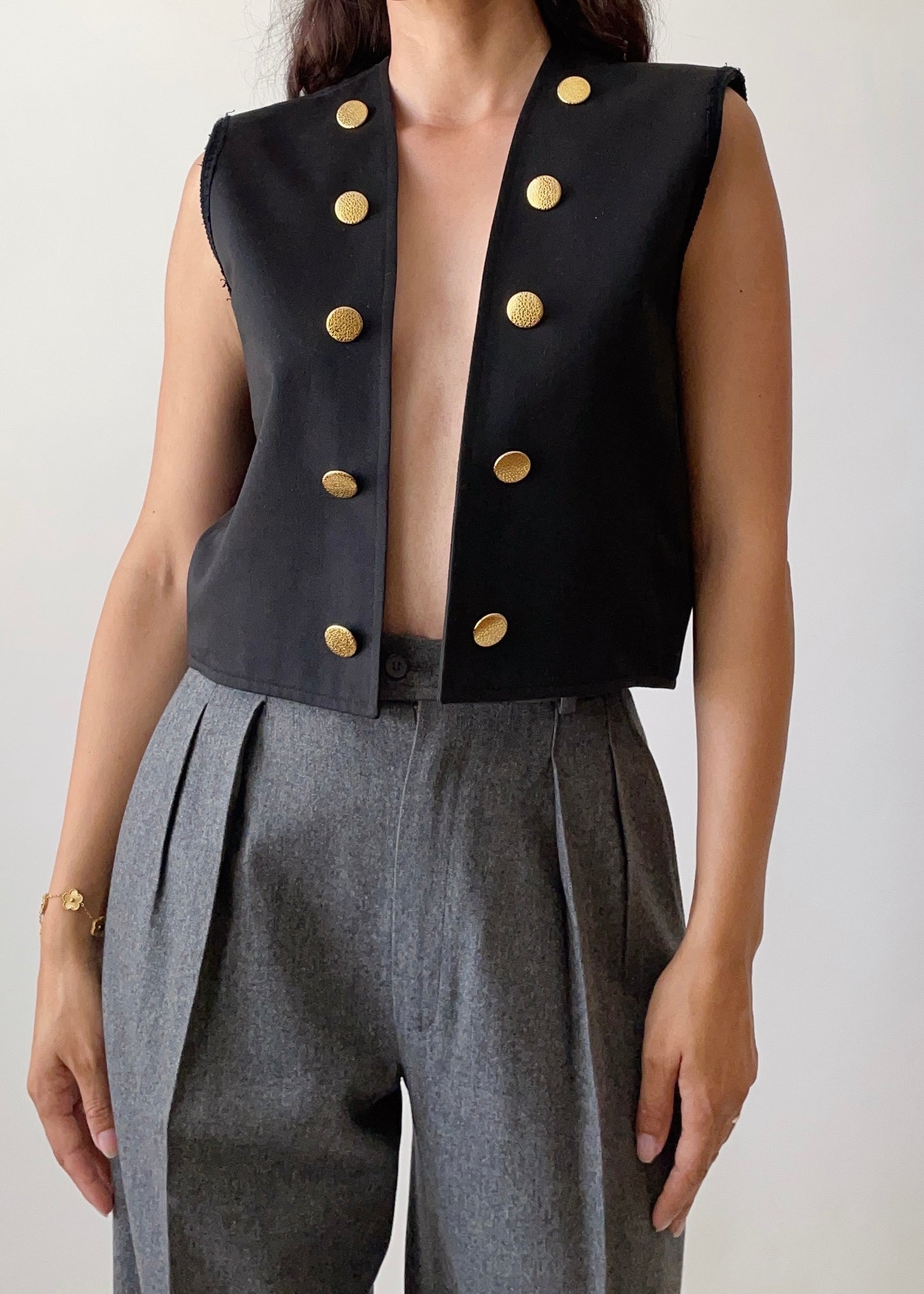 Vintage YSL Black Cropped Vest