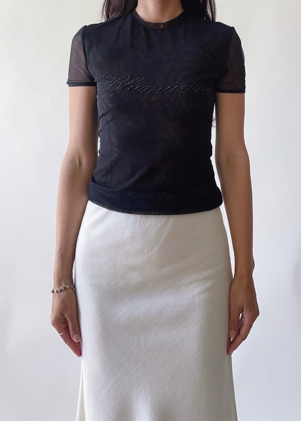 Blumarine Logo Mesh Top