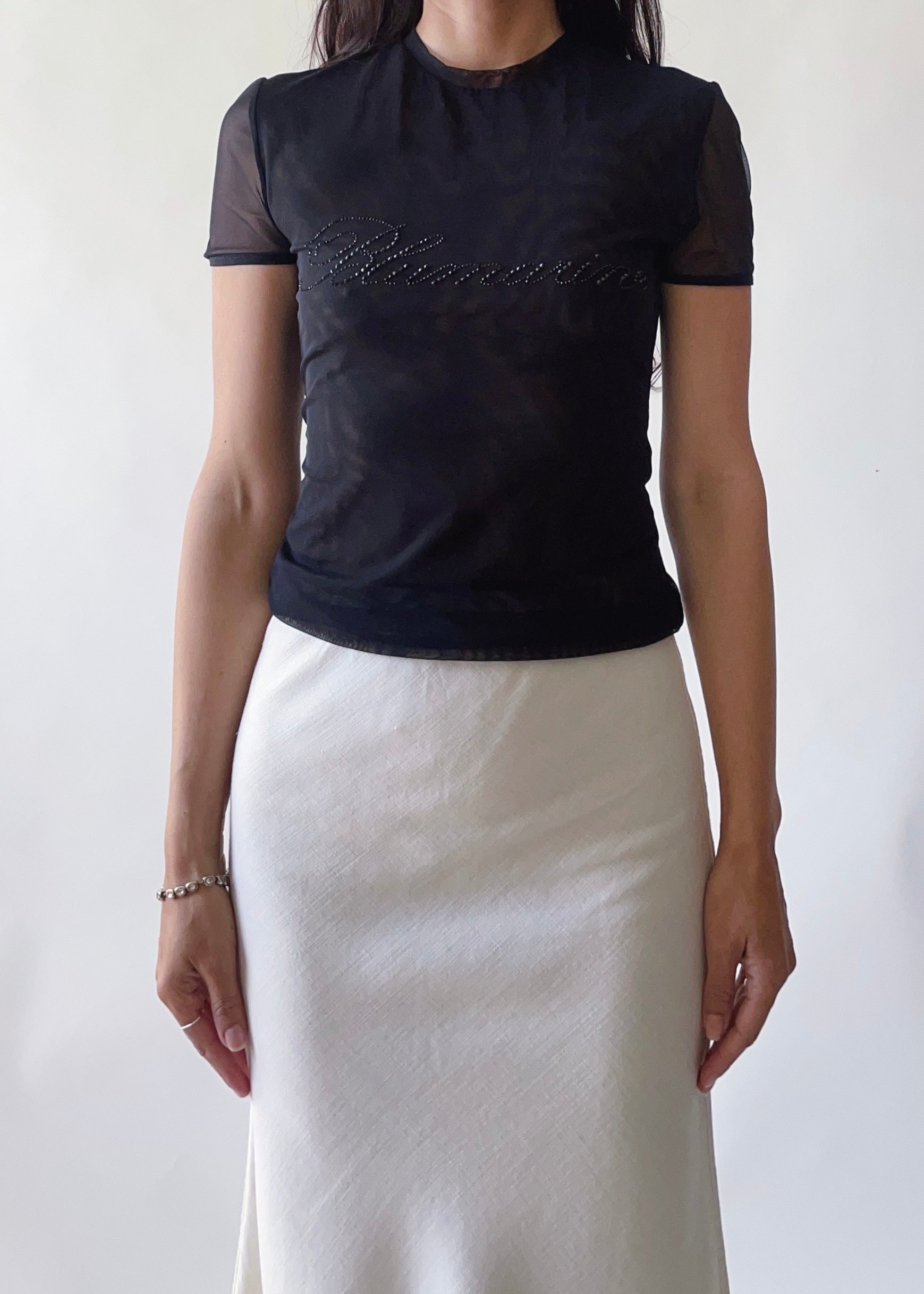 Blumarine Logo Mesh Top