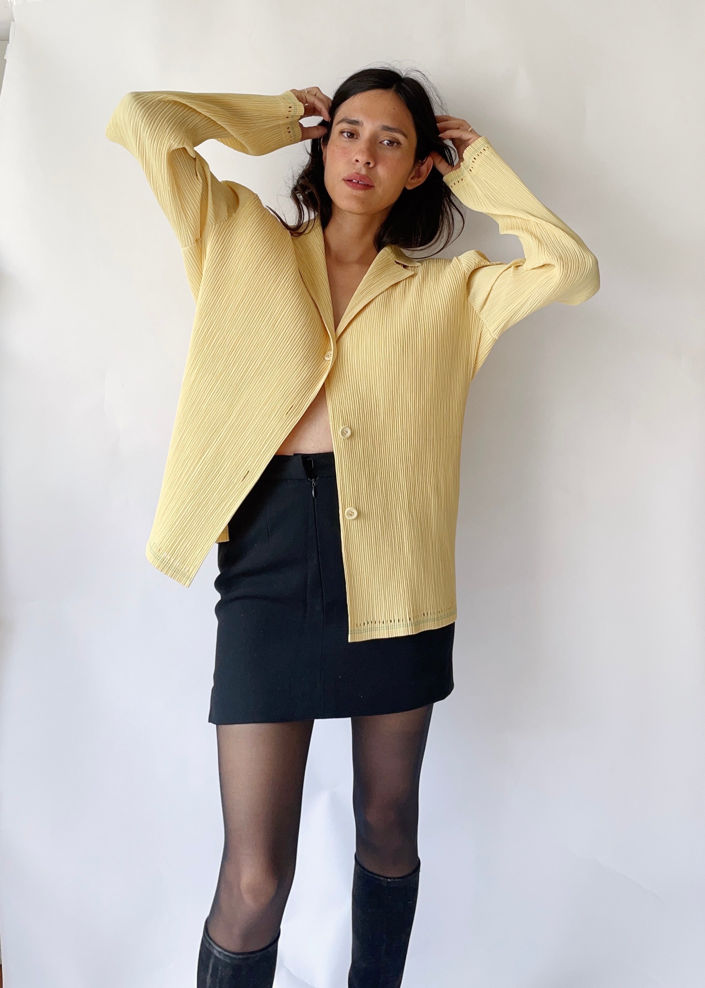 Vintage Issey Miyake Yellow Pleats Top