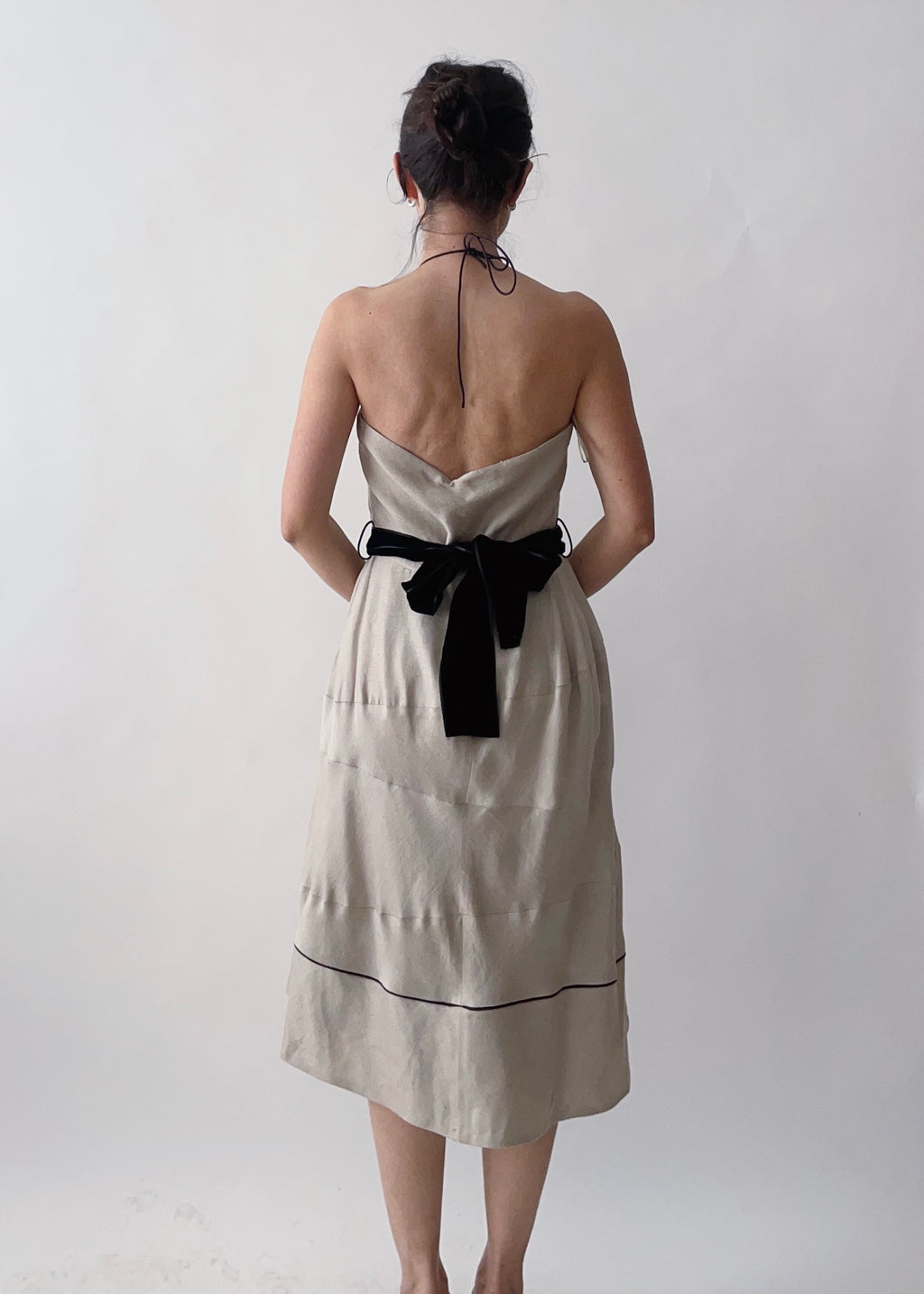 Vintage YSL Silk and Velvet Halter Dress
