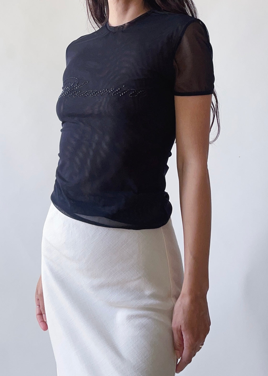 Blumarine Logo Mesh Top