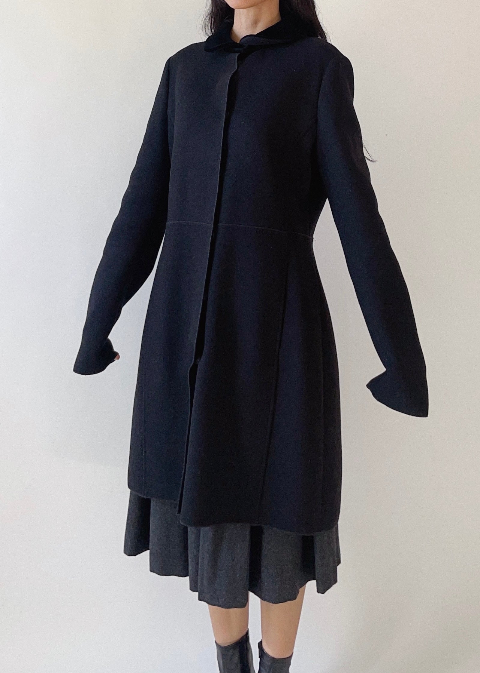 Jil Sander Wool and Velvet Coat