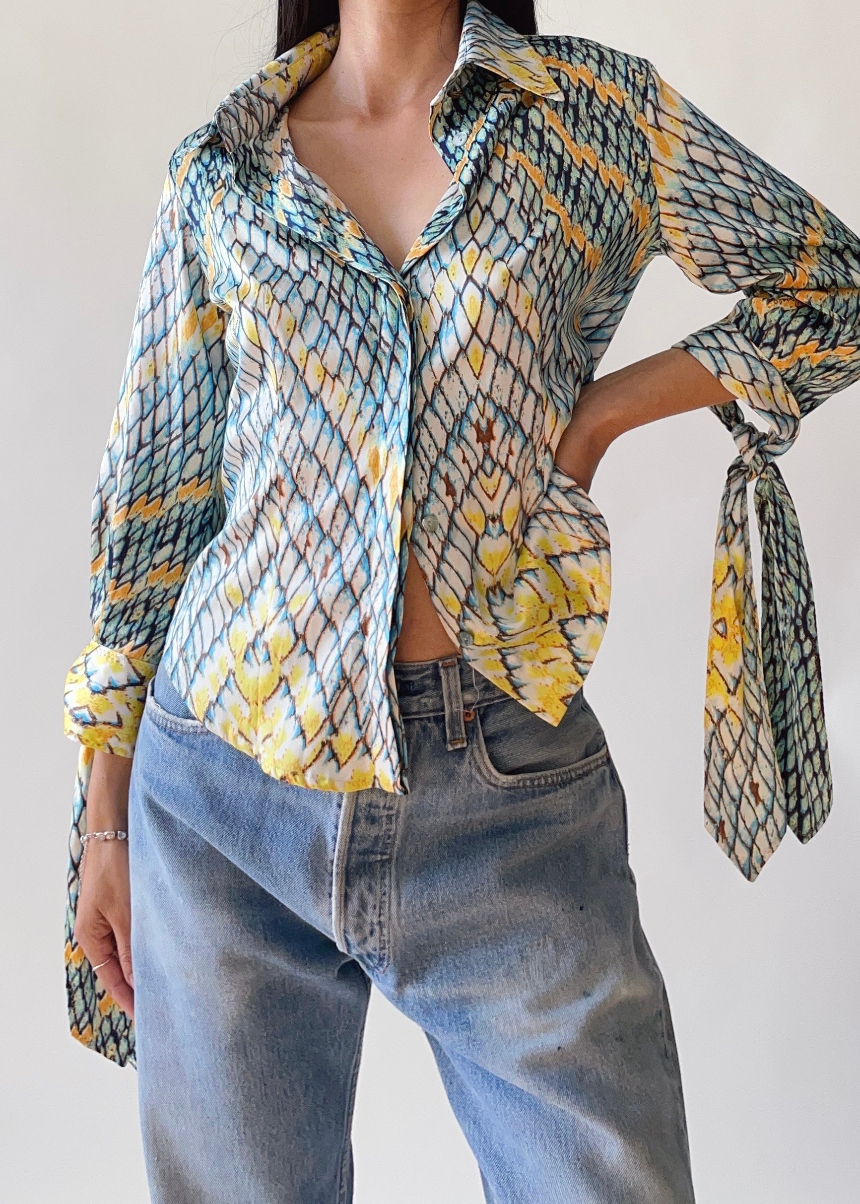 Early 2000s Just Cavalli Snake Print Top