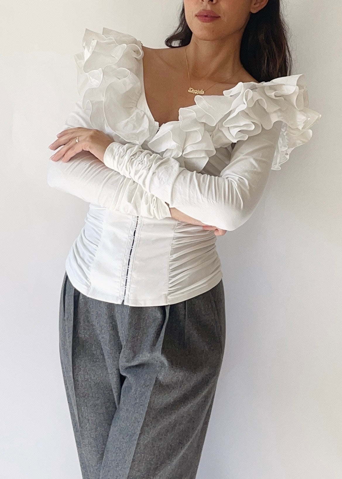 Anne Fontaine Ruffle Corset Top