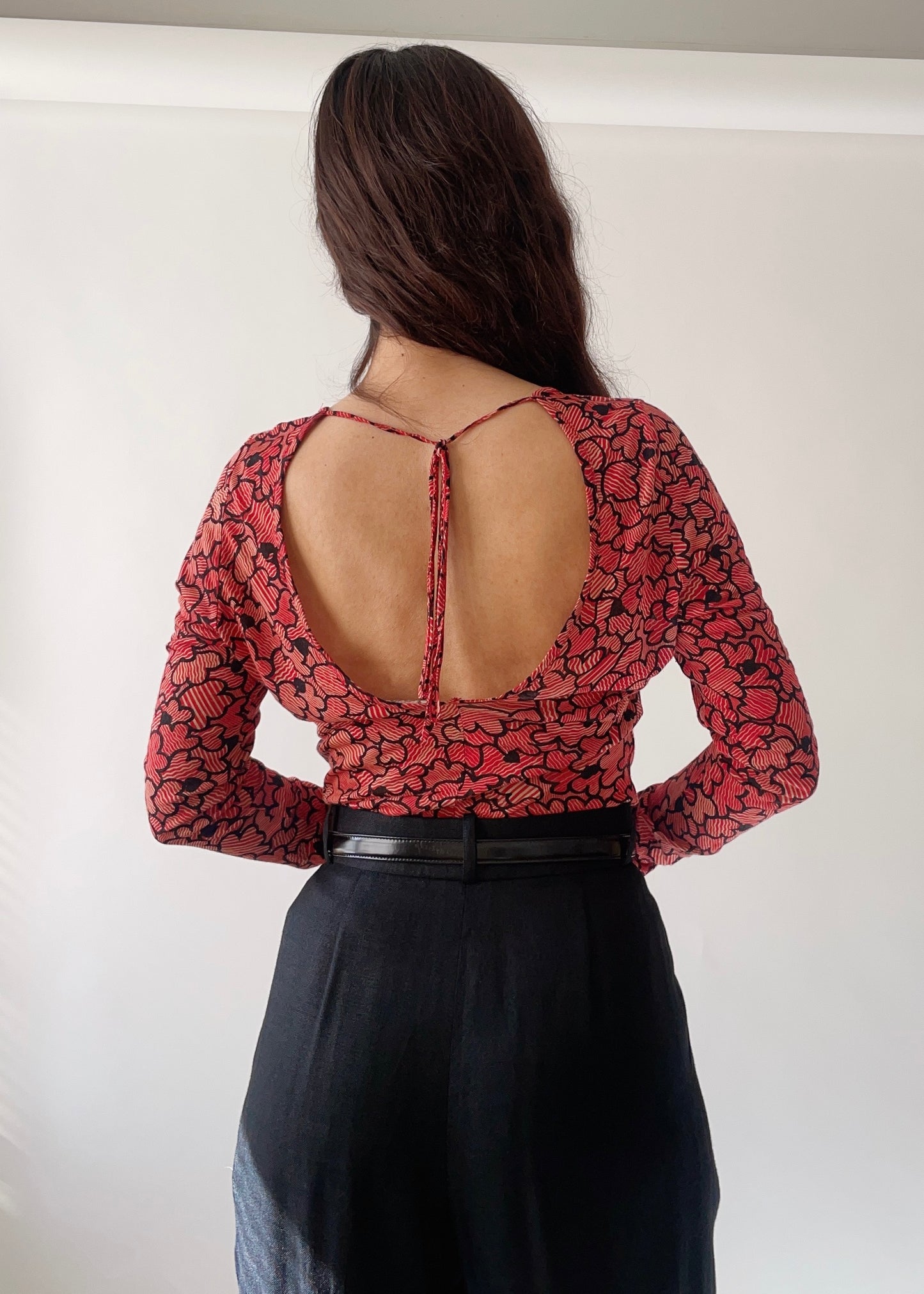 Vintage Anna Molinari Flower Low Back Top