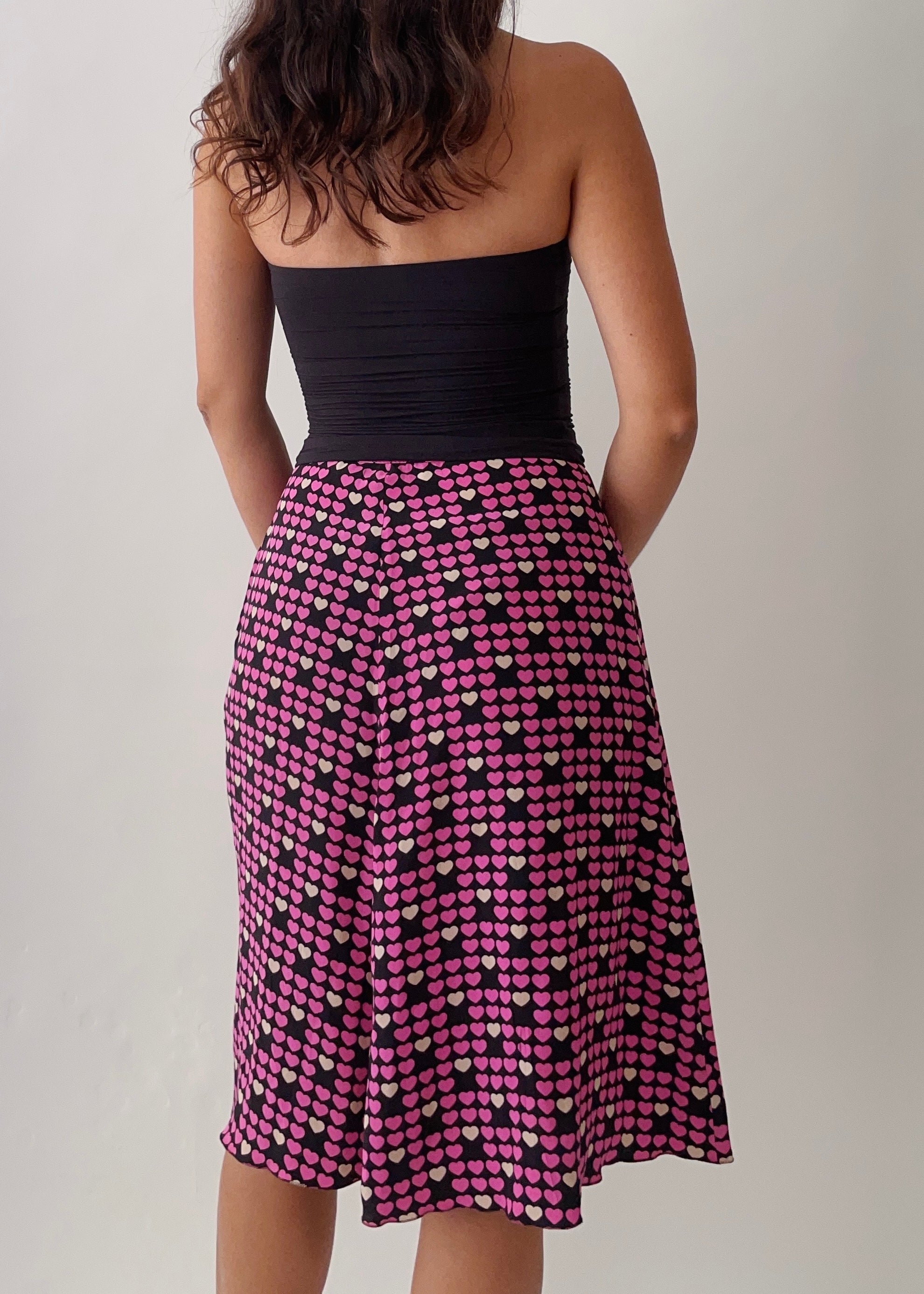 Vintage Anna Molinari Hearts Silk Skirt