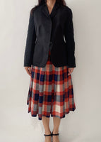 1970s Celine Plaid Wool Skirt