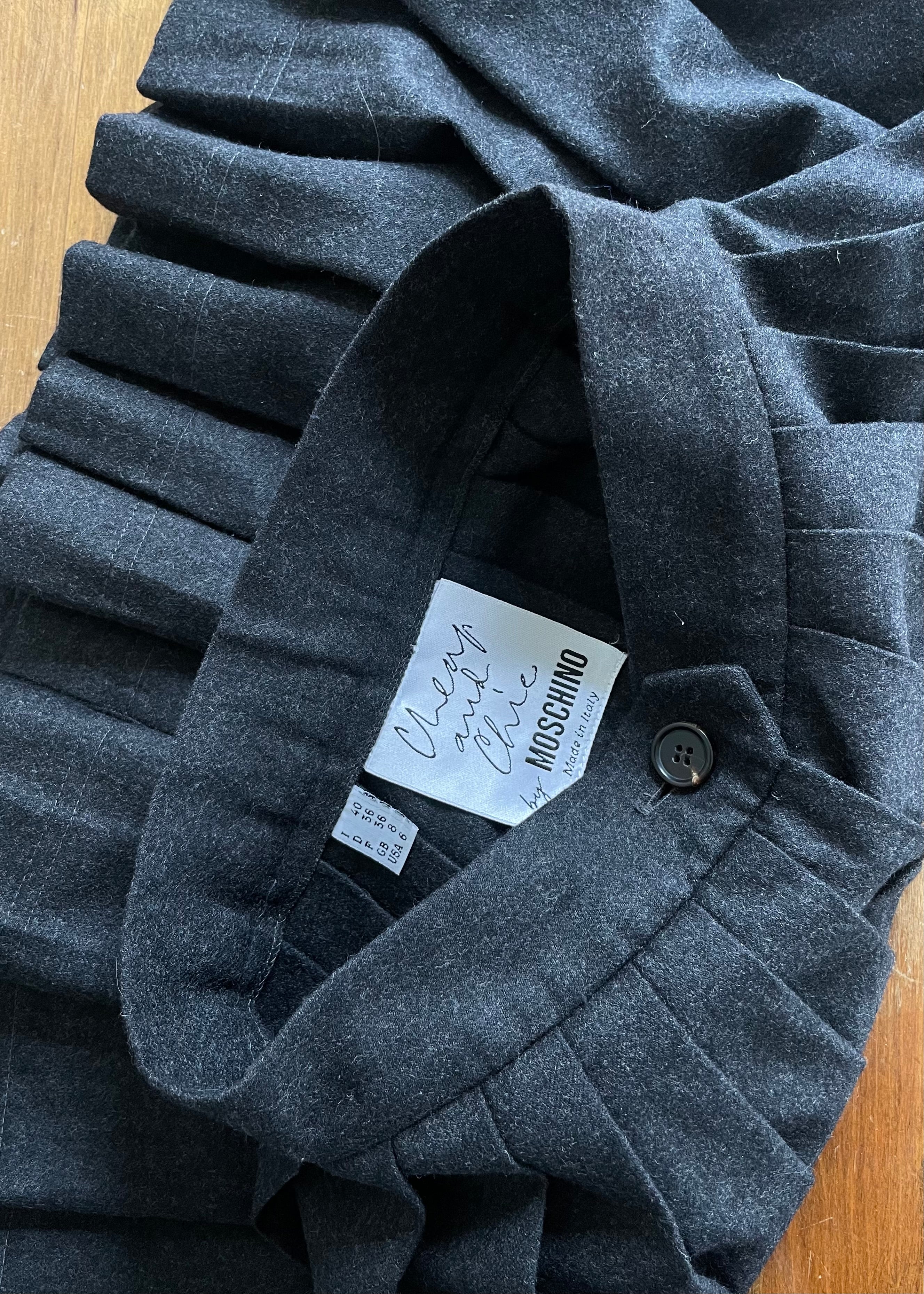 Vintage Moschino Grey Pleated Mini Skirt