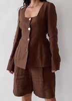 Pre-owned Rejina Pyo Martina Brown Linen Jacket