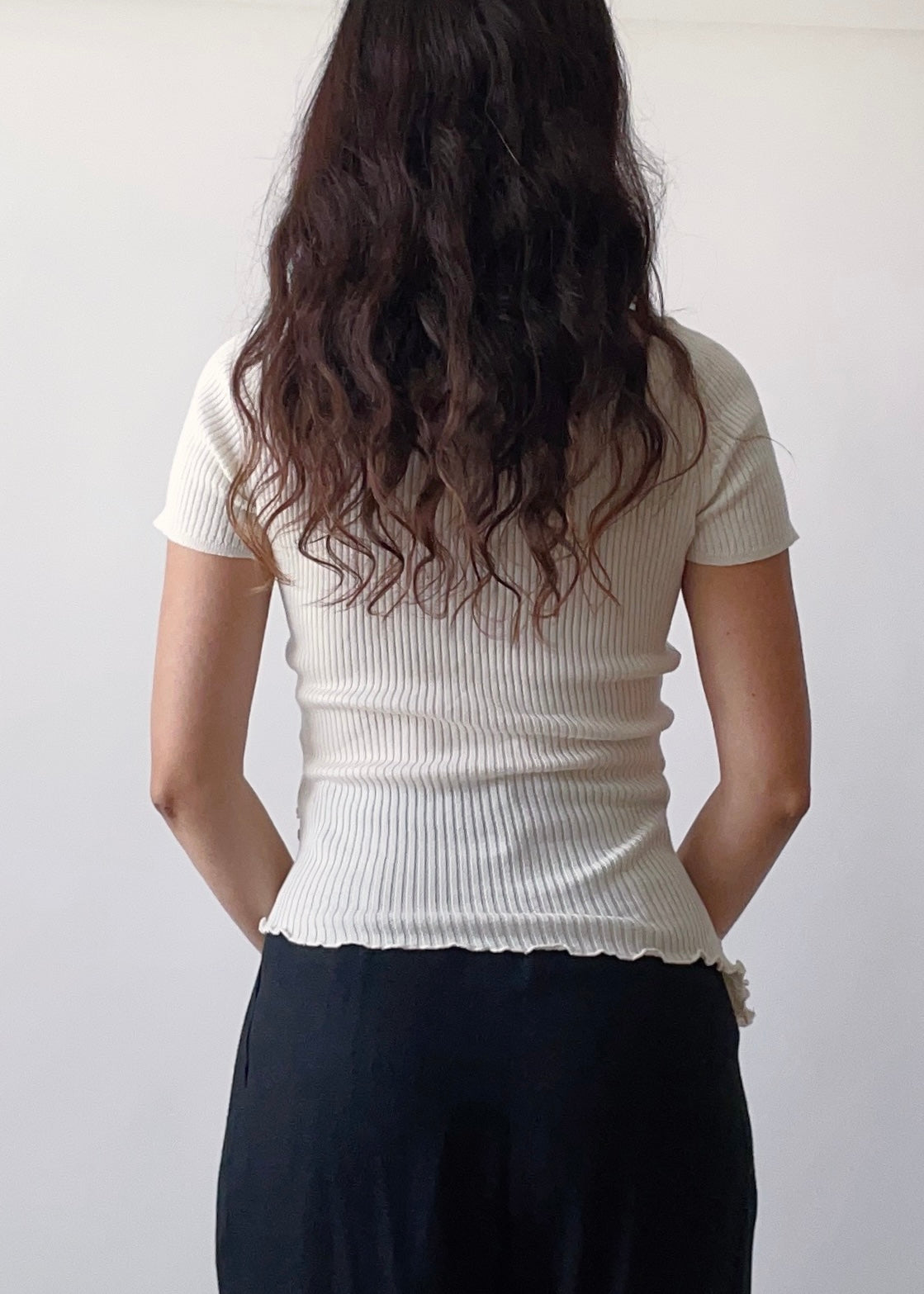 90s Anna Molinari Cream Summer Knit Top