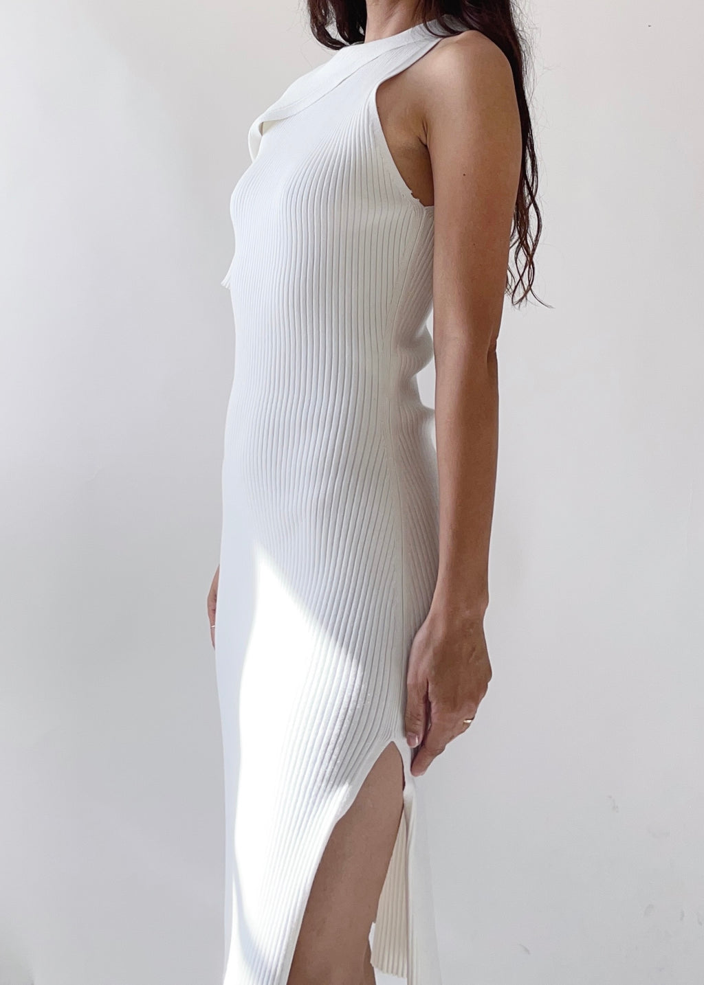 Courrèges White Knit Asymmetrical Dress