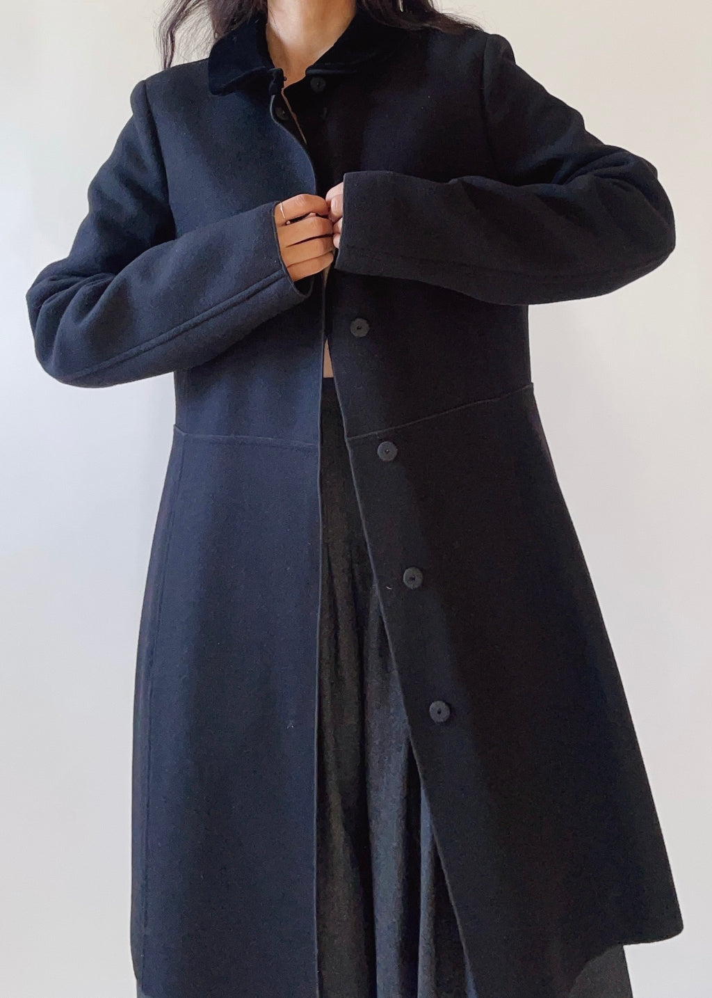 Jil Sander Wool and Velvet Coat