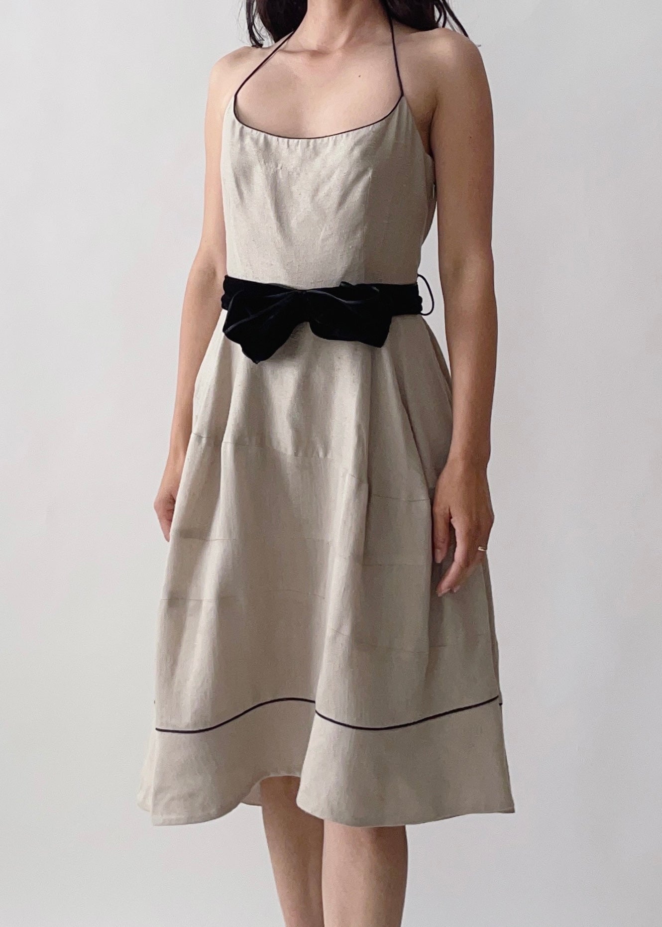 Vintage YSL Silk and Velvet Halter Dress