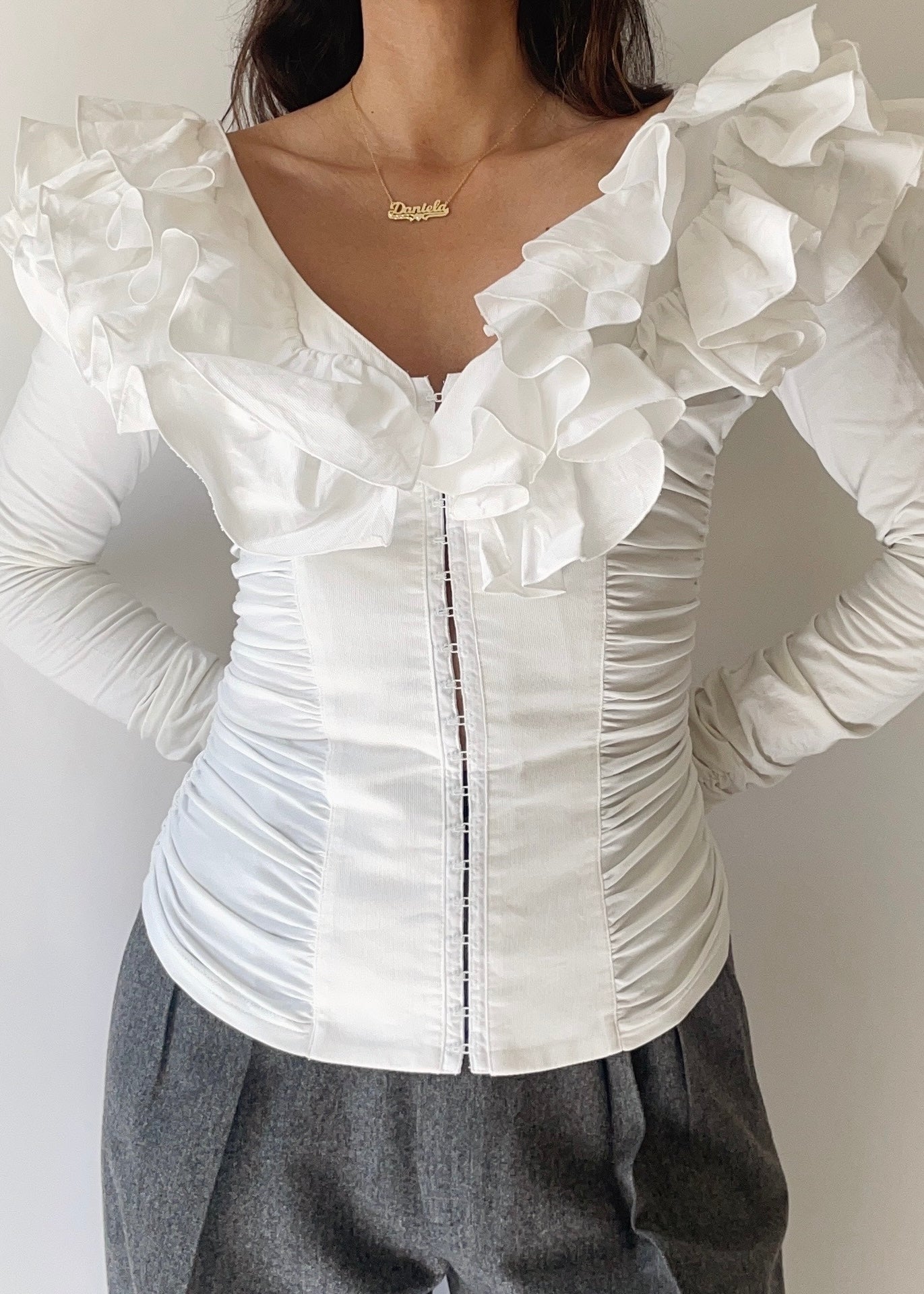 Anne Fontaine Ruffle Corset Top