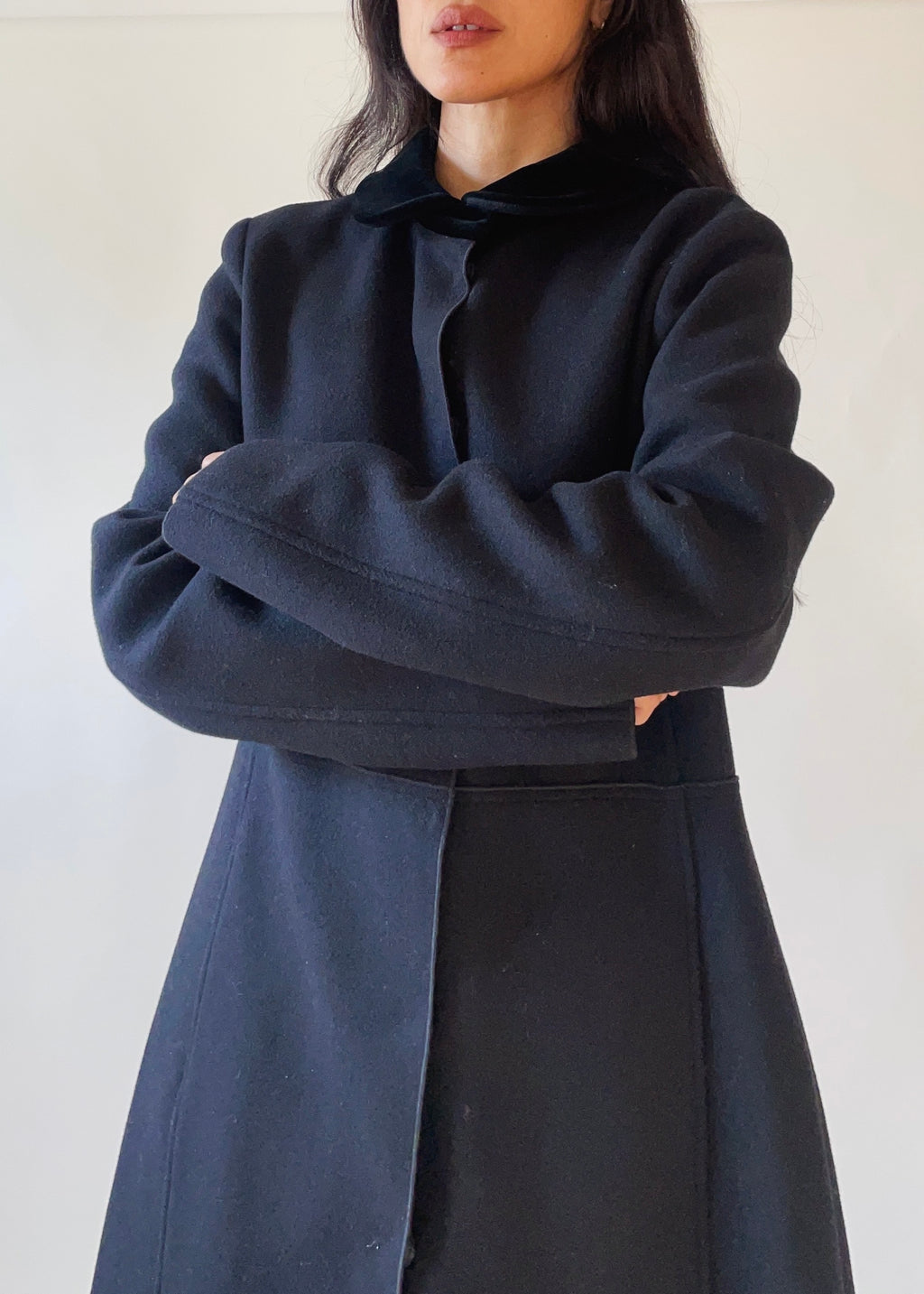 Jil Sander Wool and Velvet Coat