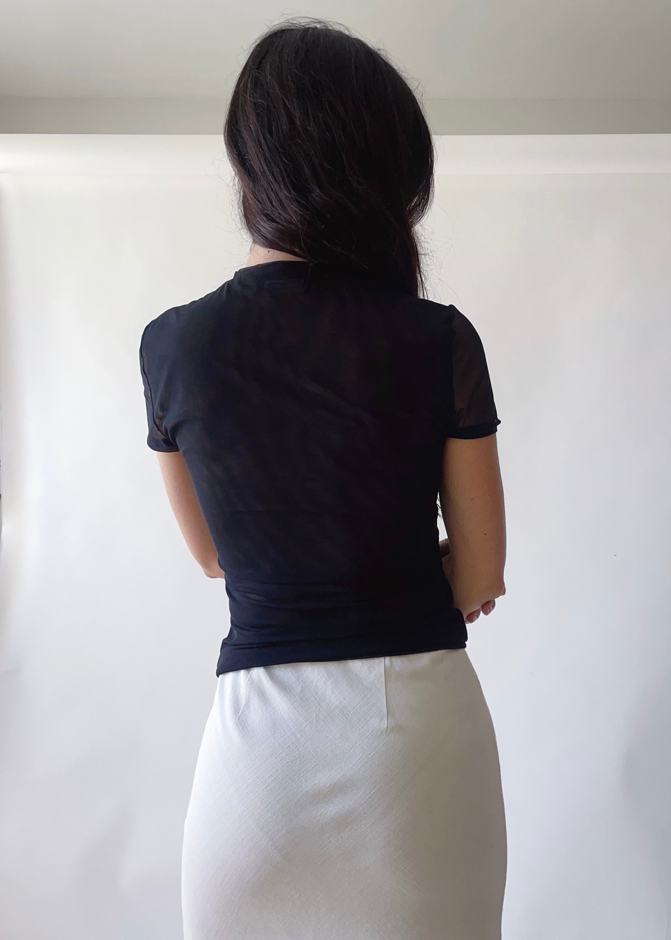 Blumarine Logo Mesh Top