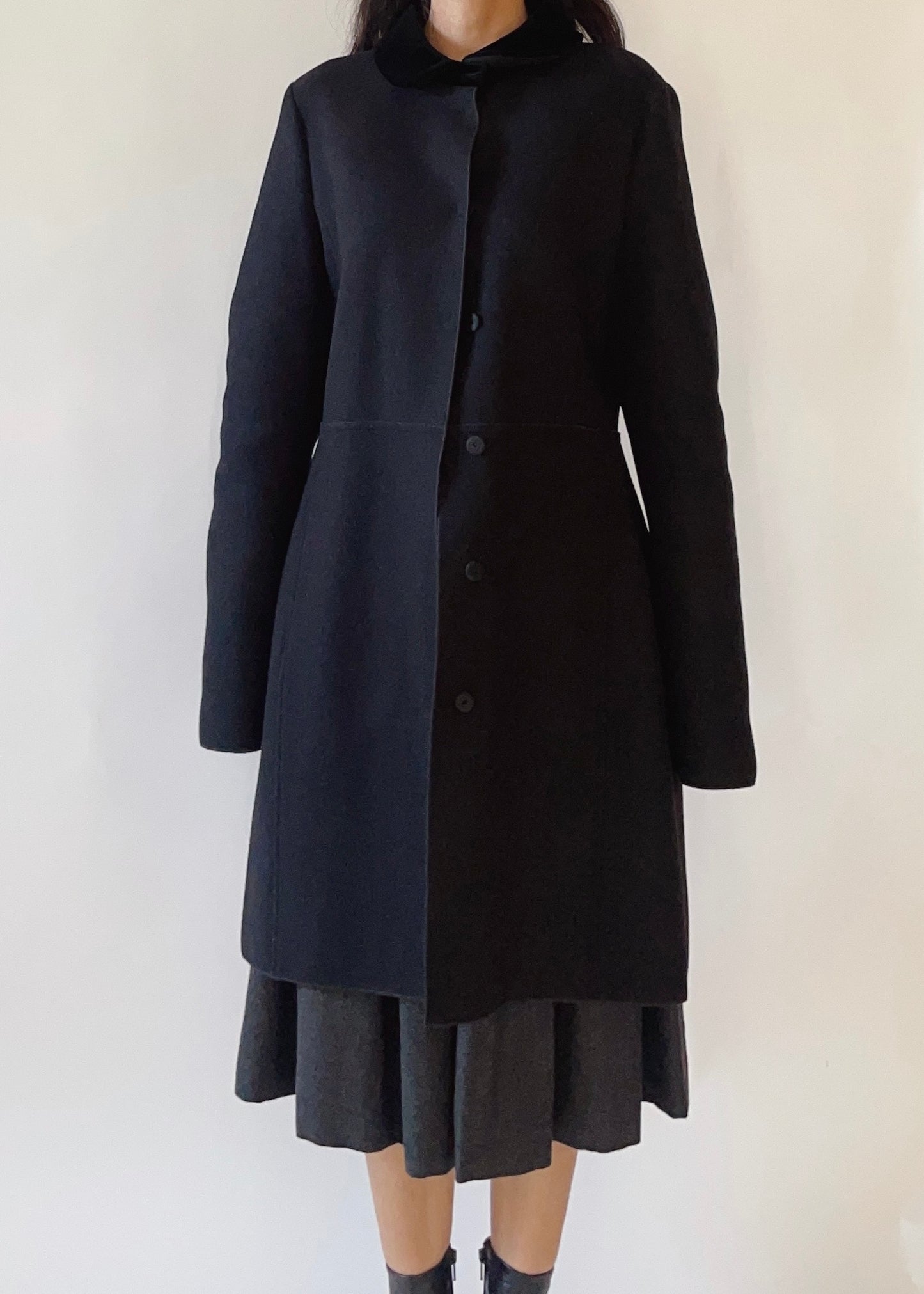 Jil Sander Wool and Velvet Coat